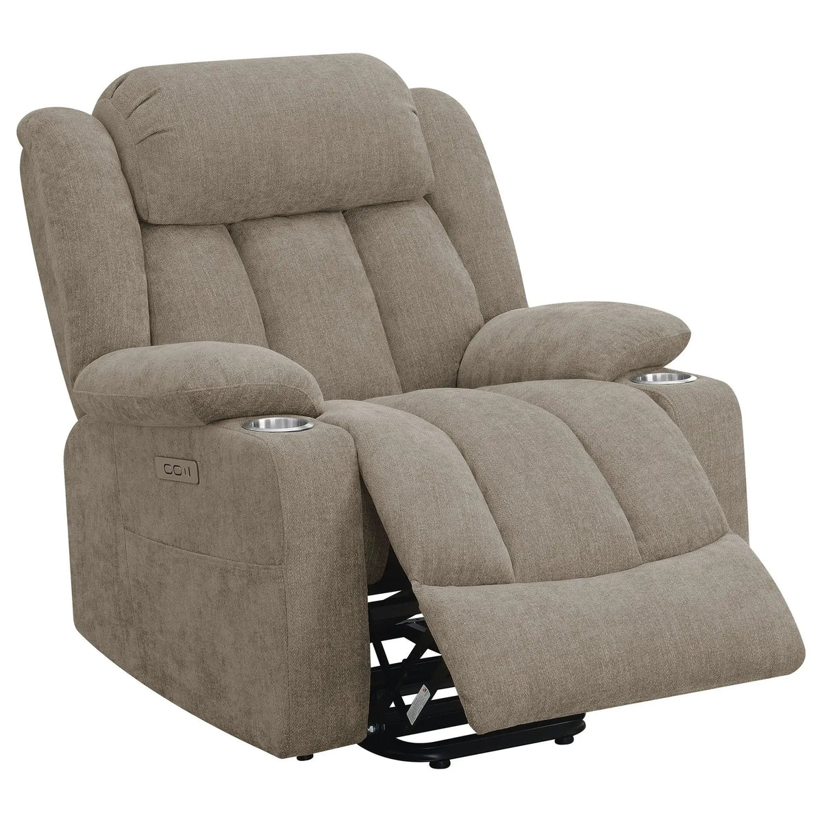 Beca Power Lift Recliner | Upholstered | Integrated Cupholders | USB Charging Port