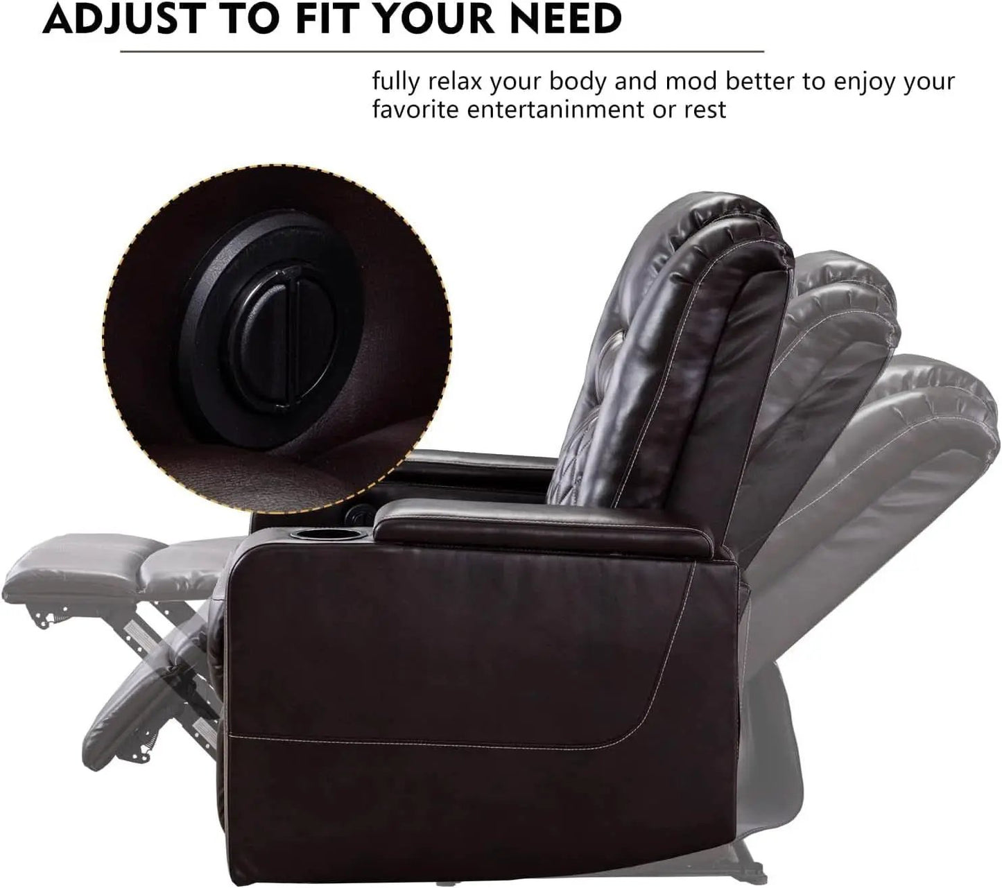Power Recliner Chair With USB Ports And Cup Holders Brown from PriceLows™