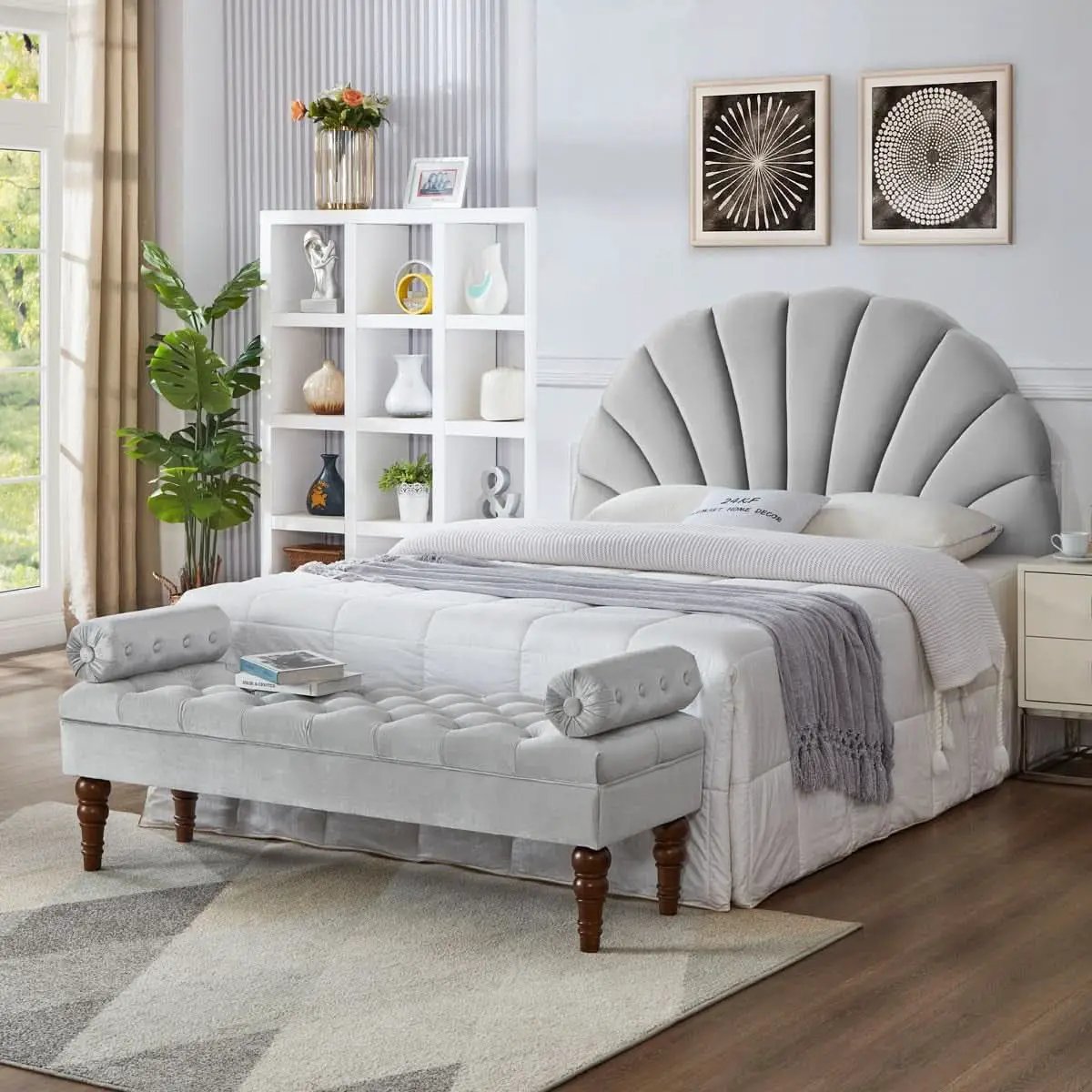 Crown Design Velvet Headboard for Elegant Bedroom Decor from PriceLows™