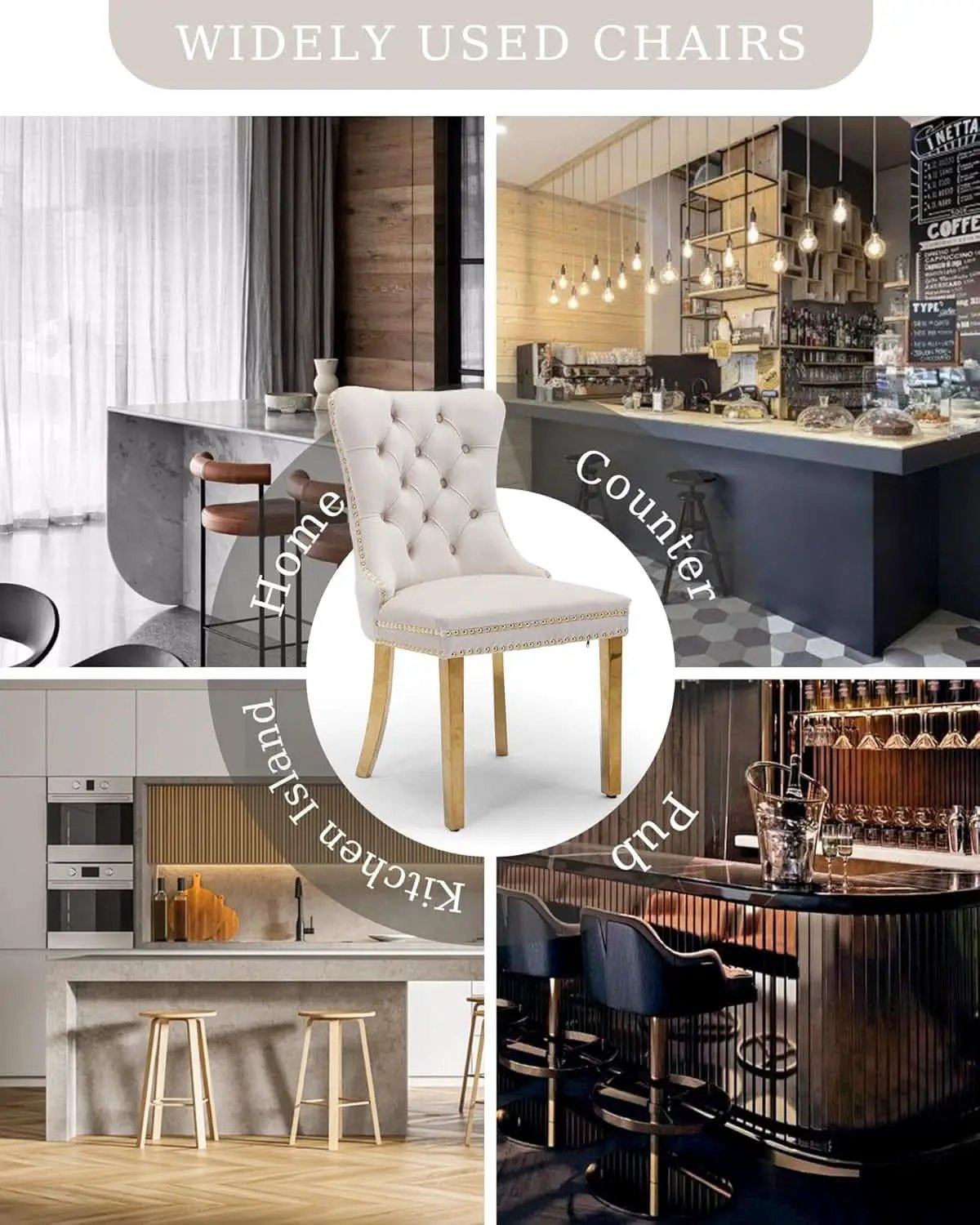 Beige Velvet Dining Chairs Set Of 2 With Tufted Upholstery from PriceLows™