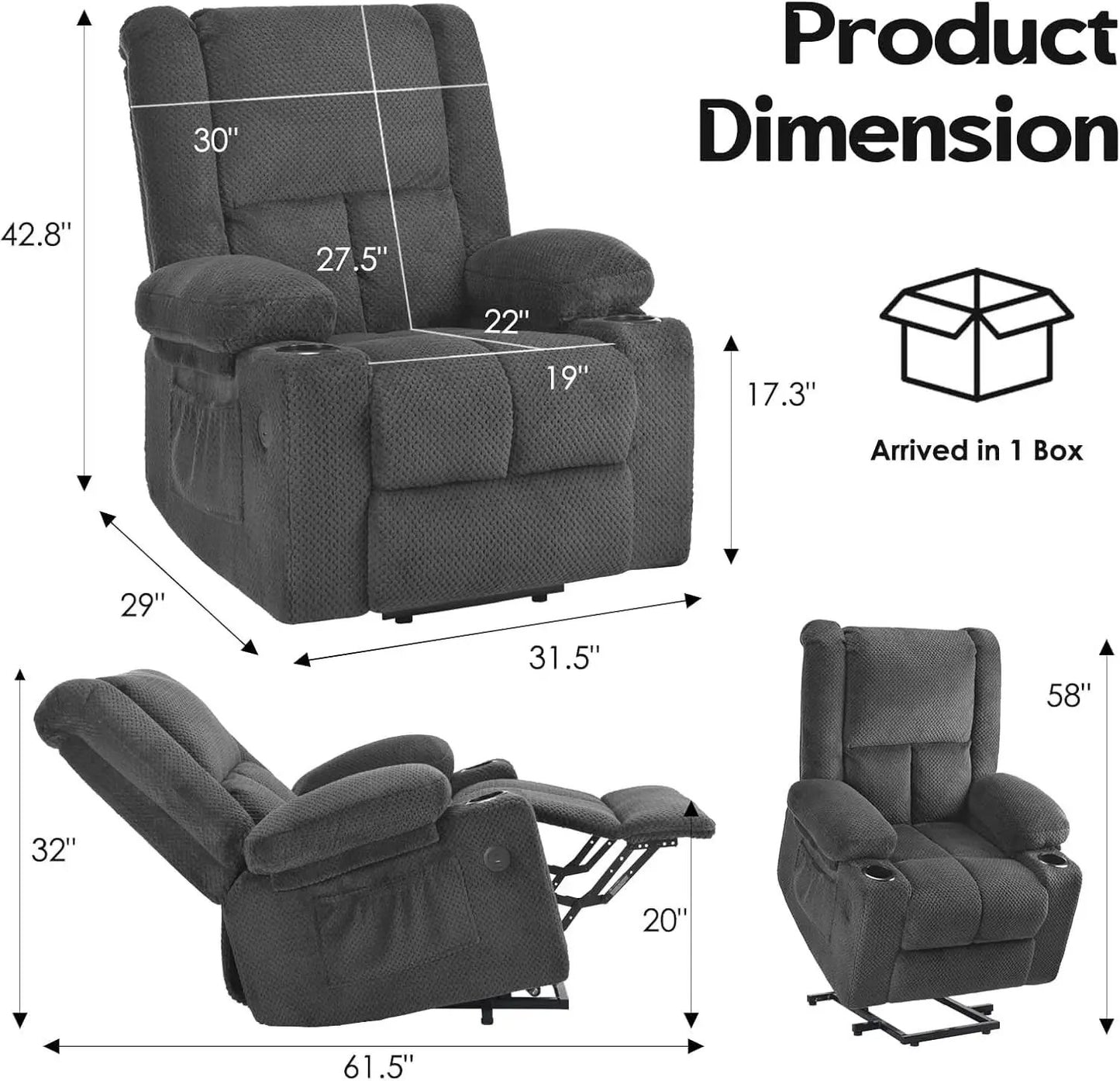 Power Lift Recliner Chair With Massage And Heat USB Ports from PriceLows™