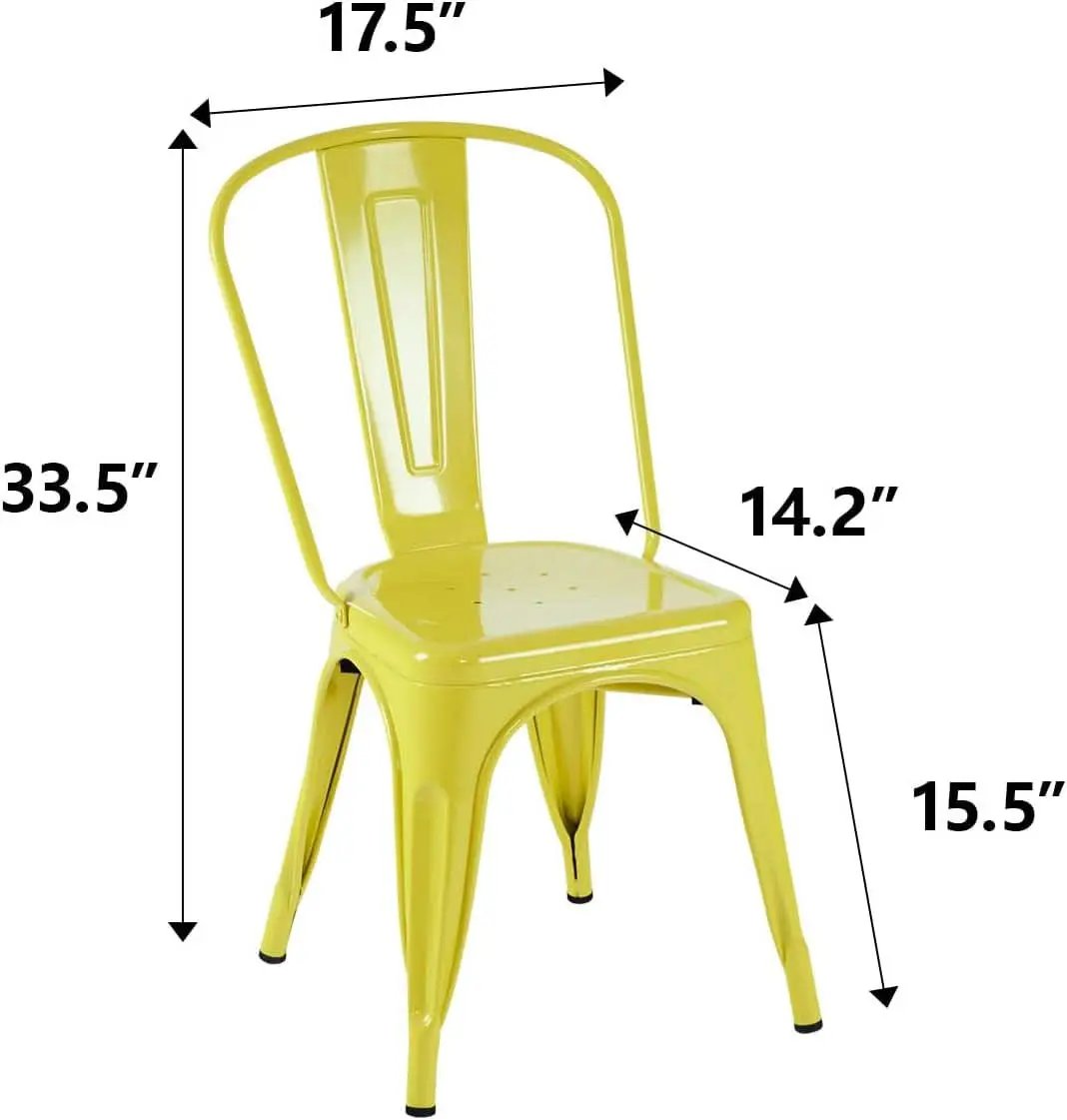 Stackable Yellow Metal Dining Chair 18 Inch Kitchen from PriceLows™
