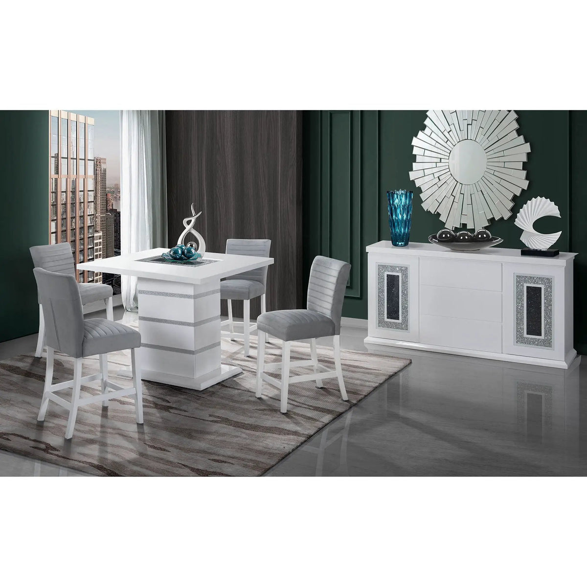 Ariya Bar Table | 47 Inch Square | Pedestal Base | Glass And Acrylic
