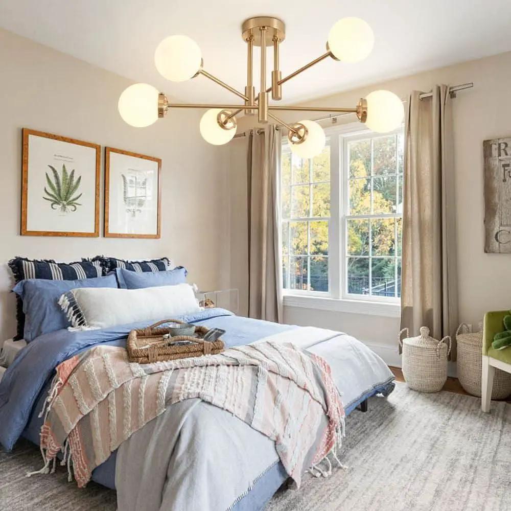 Gold Sputnik Chandelier Glass Globe Shade Modern Light from PriceLows™