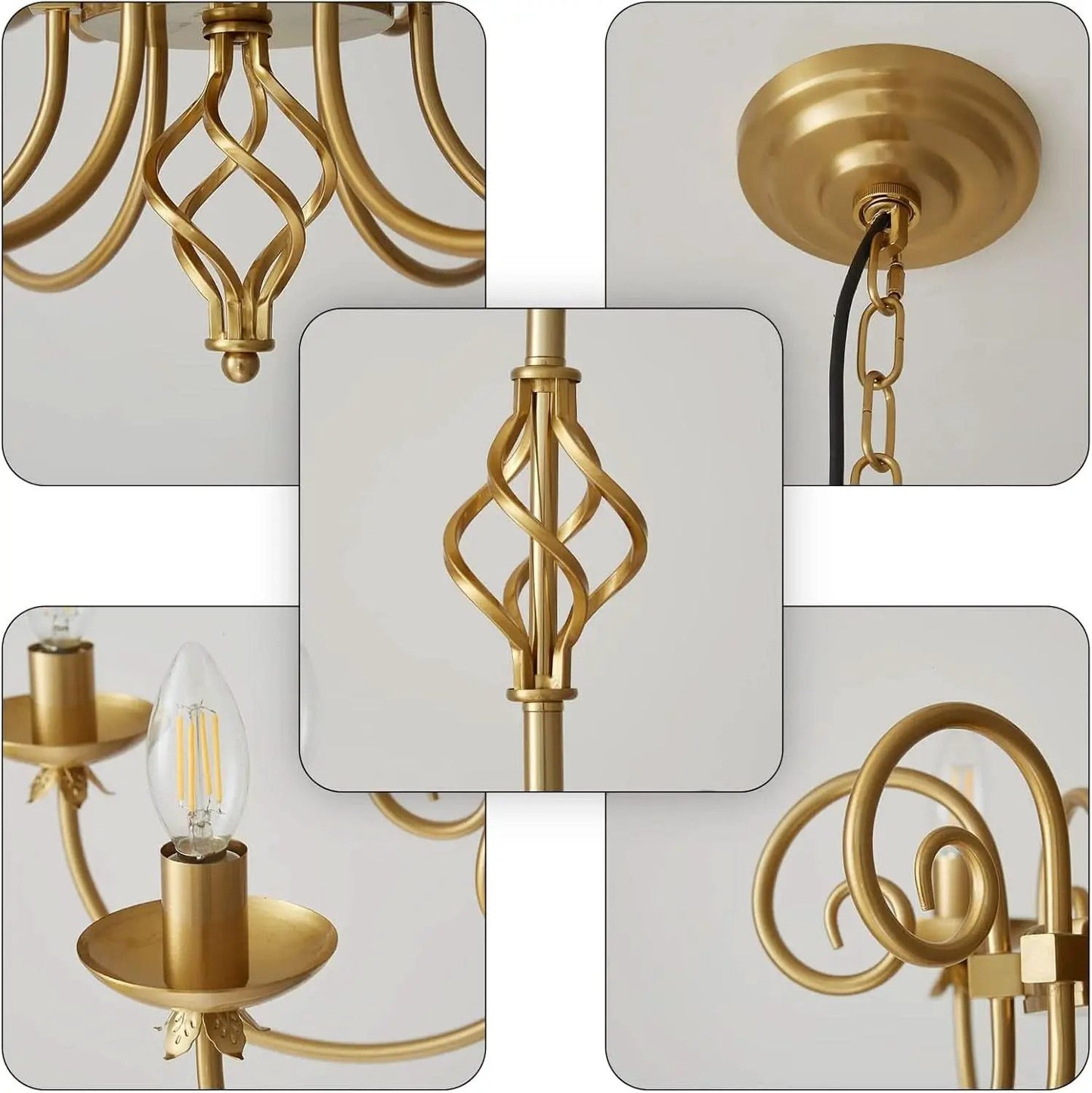 Gold Six Light Chandelier Pendant 26 Inch Dining Light from PriceLows™