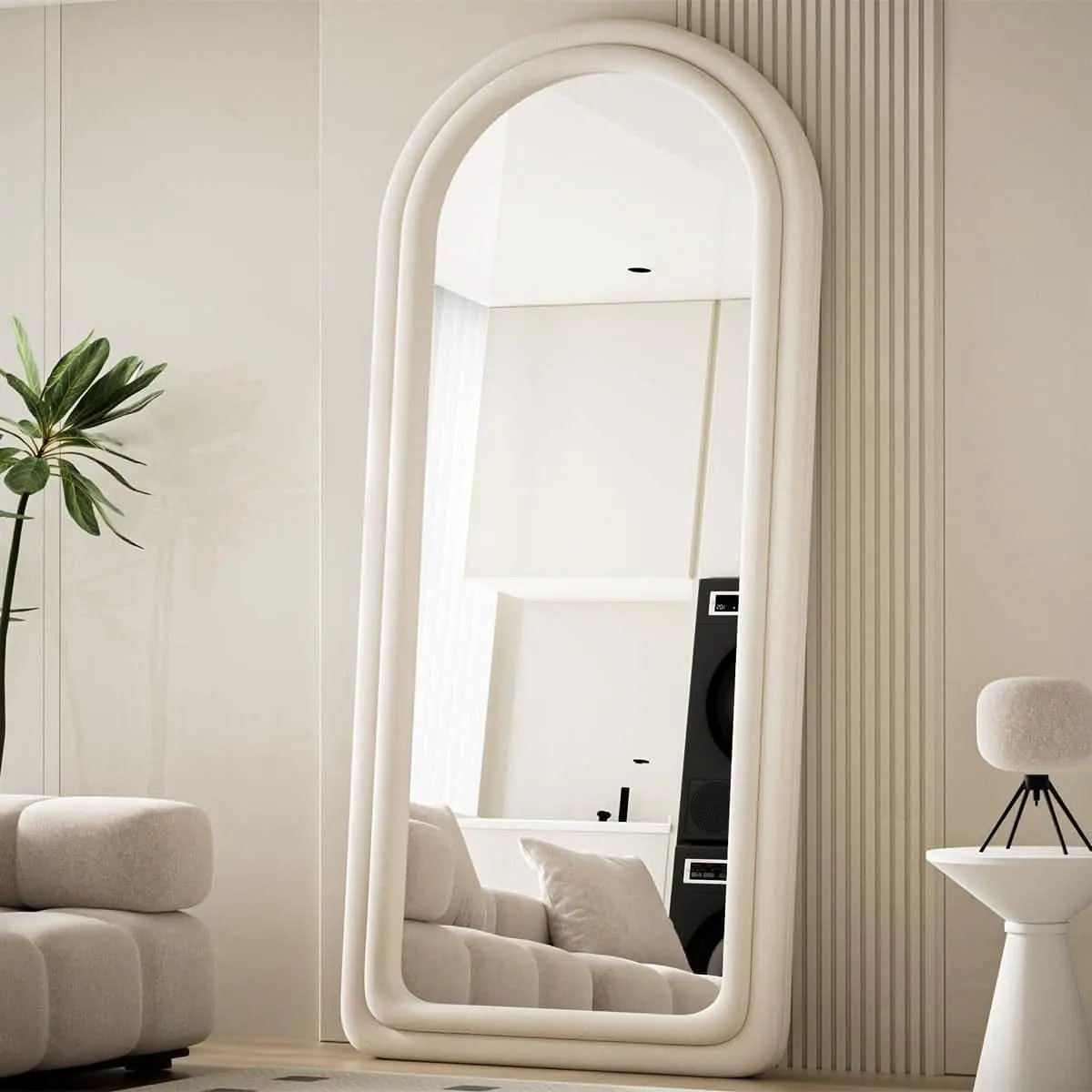 63 By 24 Inch Arched Full Length Freestanding Floor Mirror White from PriceLows™