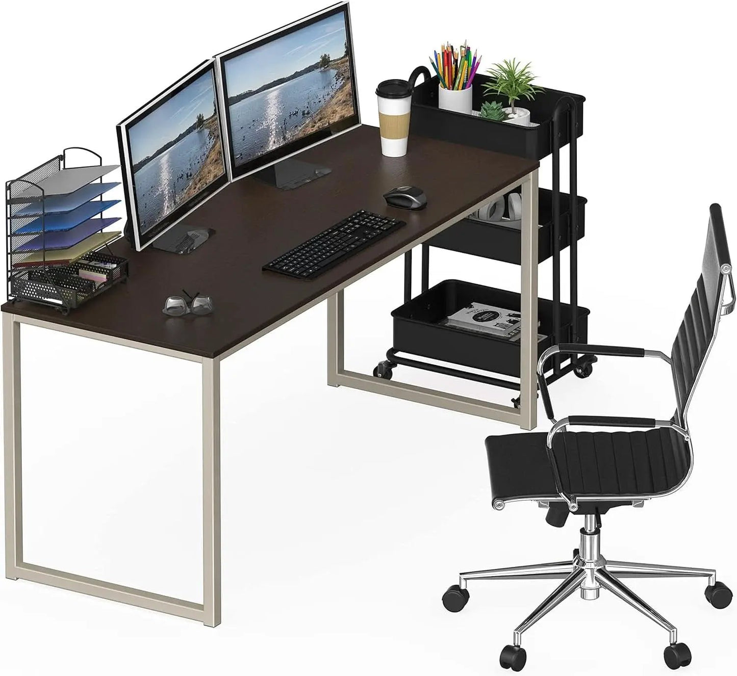 55-Inch Espresso Computer Desk For Office 24-Inch Depth from PriceLows™