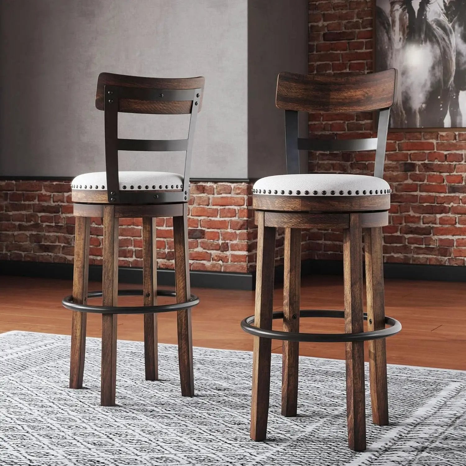 Valebeck 30 Inch Farmhouse Pub Height Bar Stool Brown from PriceLows™