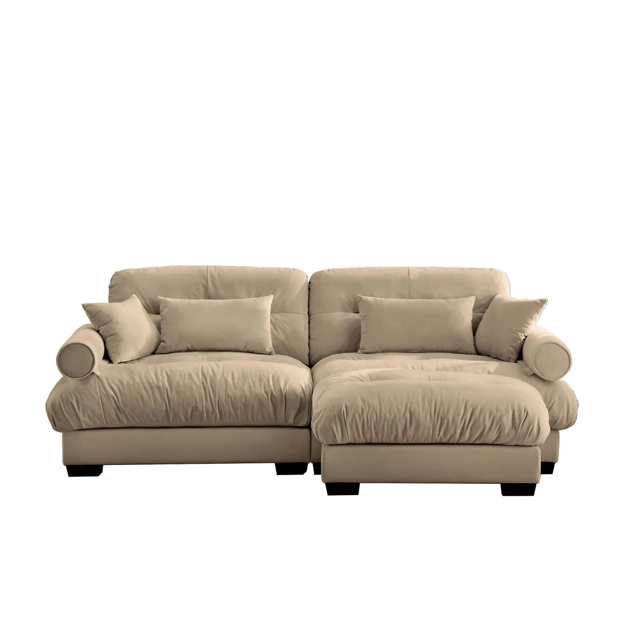 Modern Sectional Sofa | With Ottoman | Deep Seat Cushions | Throw Pillows