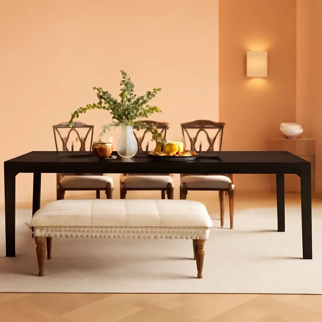 Black 78 Inch Rectangle Dining Table For 6 To 8 People from PriceLows™