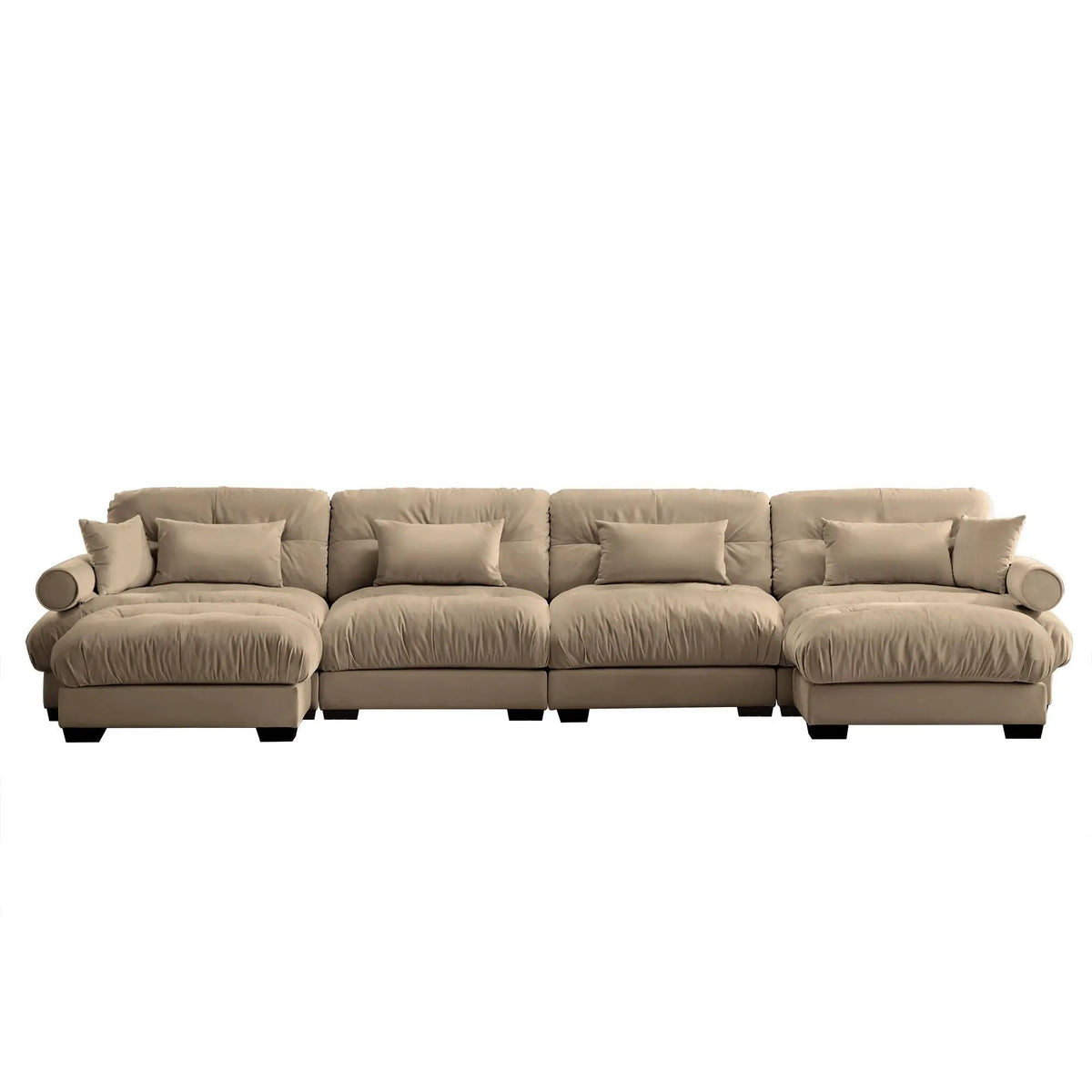 Modern Sectional Sofa | With Ottoman | Deep Seat Cushions | Throw Pillows