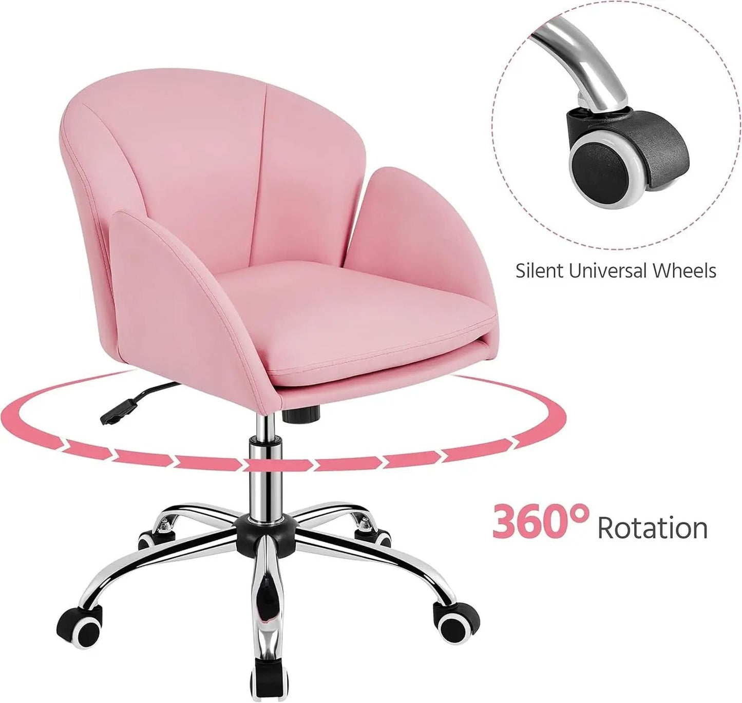 Pink Petal Desk Chair Swivel Upholstered Office Chair from PriceLows™