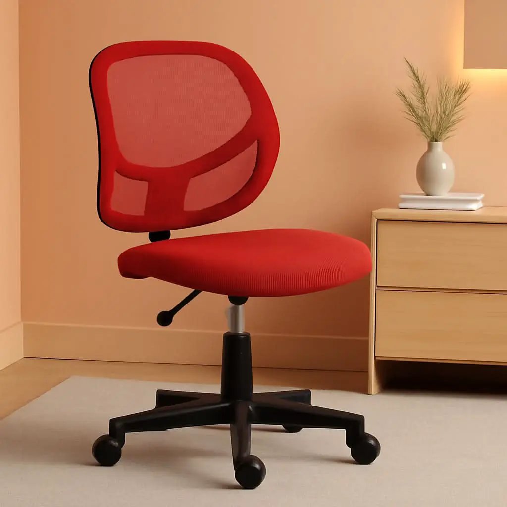 Kids Adjustable Mesh Low Back Swivel Desk Chair With Footrest Red from PriceLows™