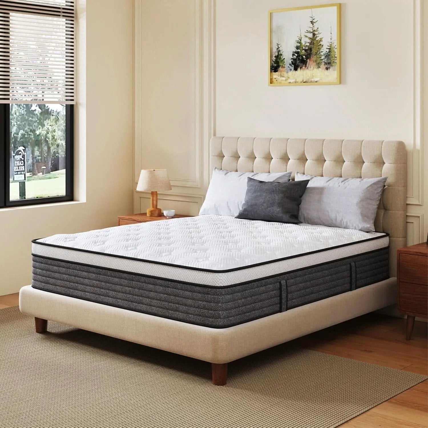 Queen Hybrid Mattress 12 Inch Fiberglass Free Memory Foam from PriceLows™