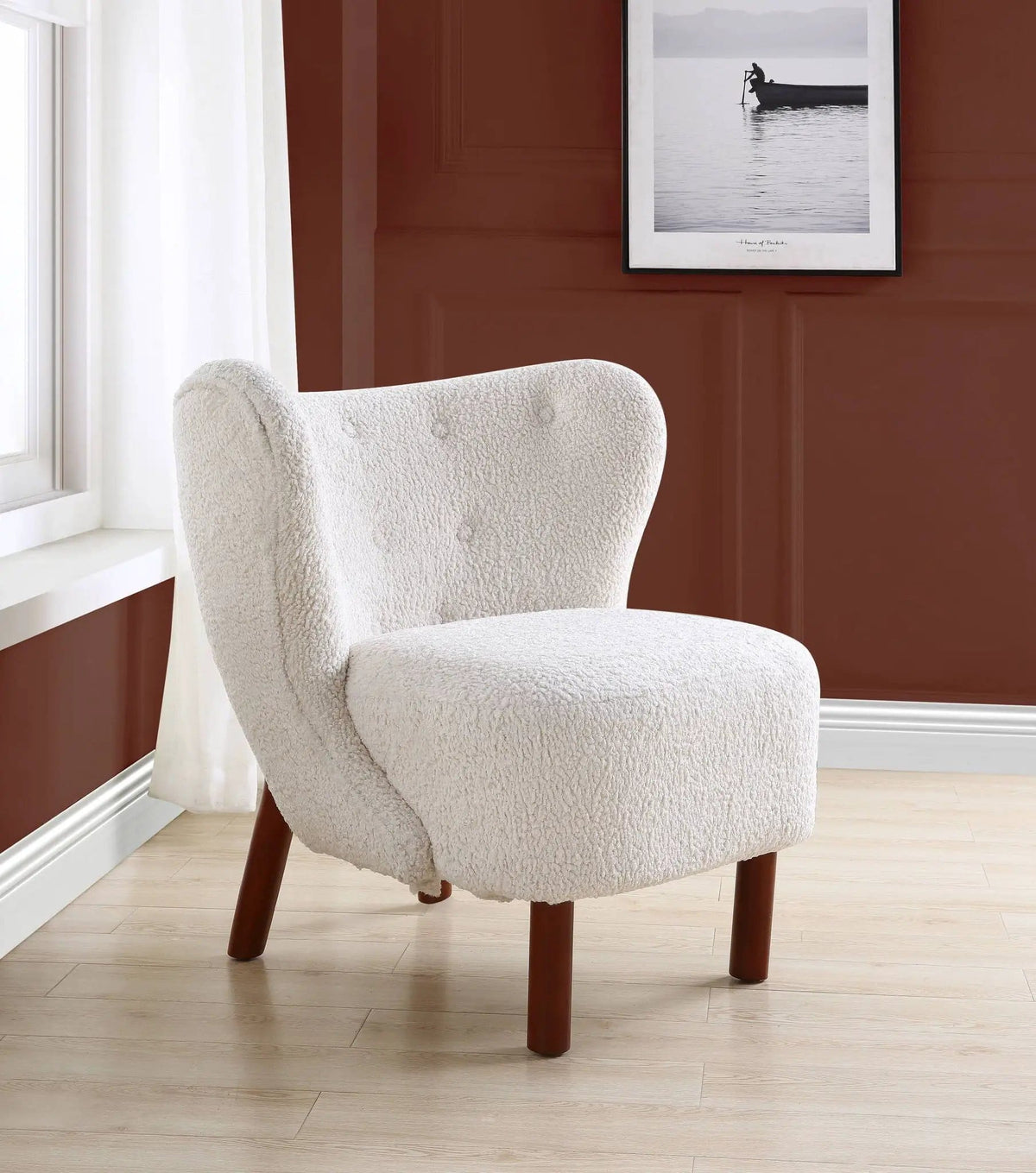 Zusud Teddy Sherpa Accent Chair | 34 x 31 x 34 in | Living Room Furniture | White