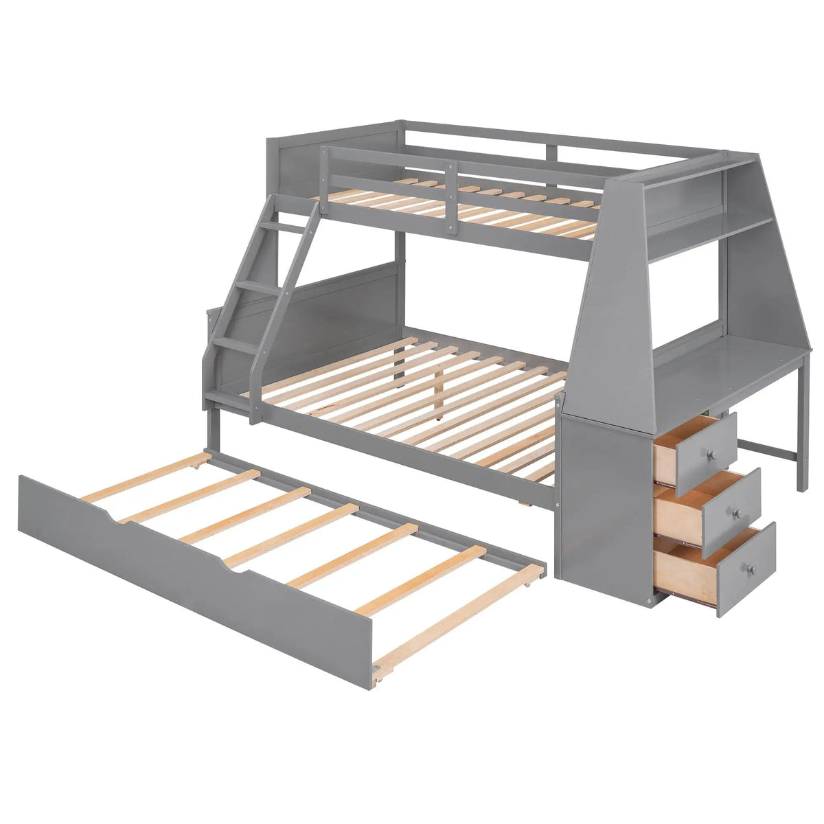 Bunk Bed | Trundle | Integrated Desk | 3 Storage Drawers