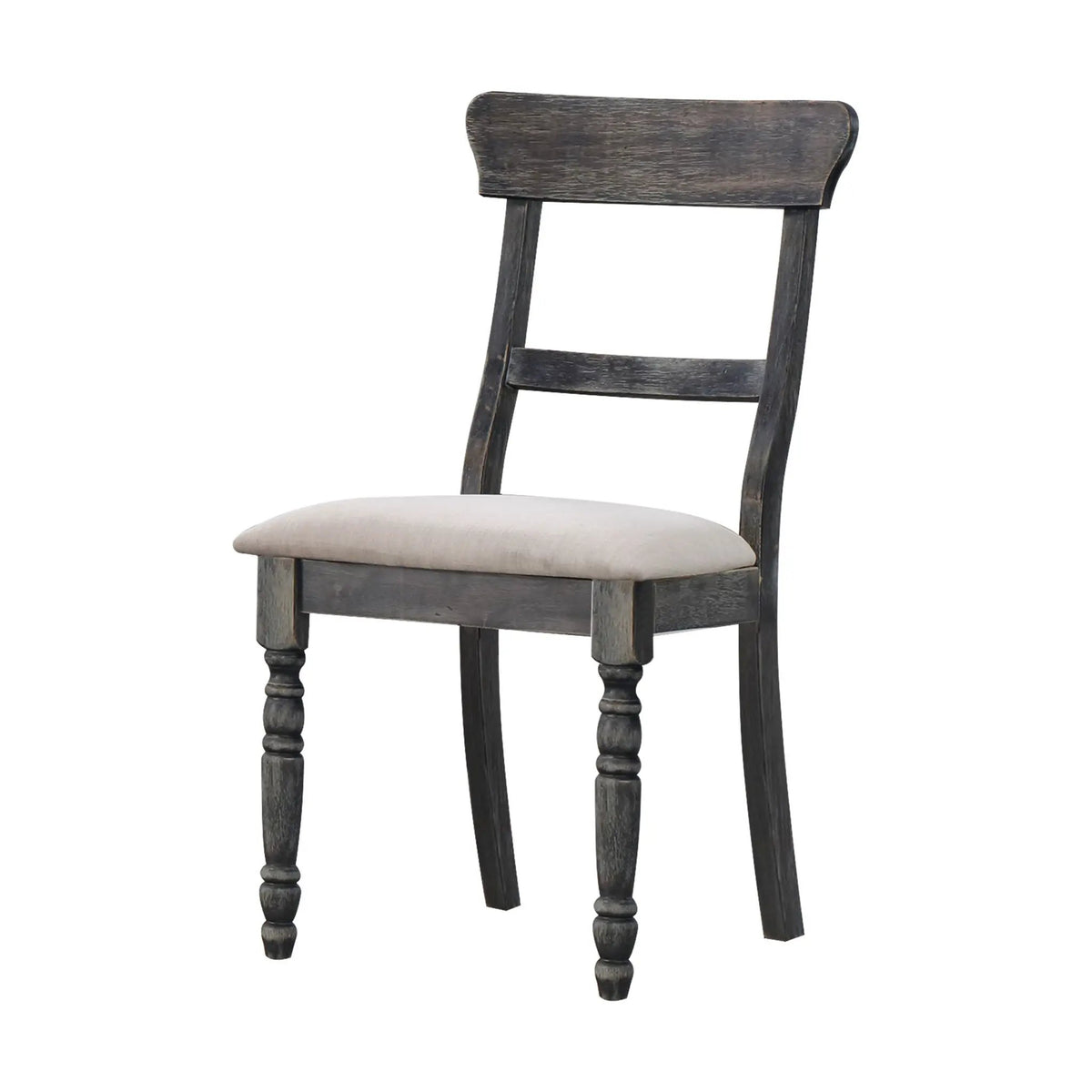 Leventis Linen Side Chairs | Set Of 2 | Light Brown | Weathered Gray Wood Details