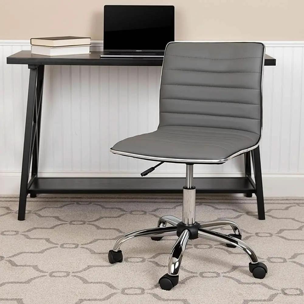 Alan Low Back Light Gray Ribbed Swivel Office Chair from PriceLows™