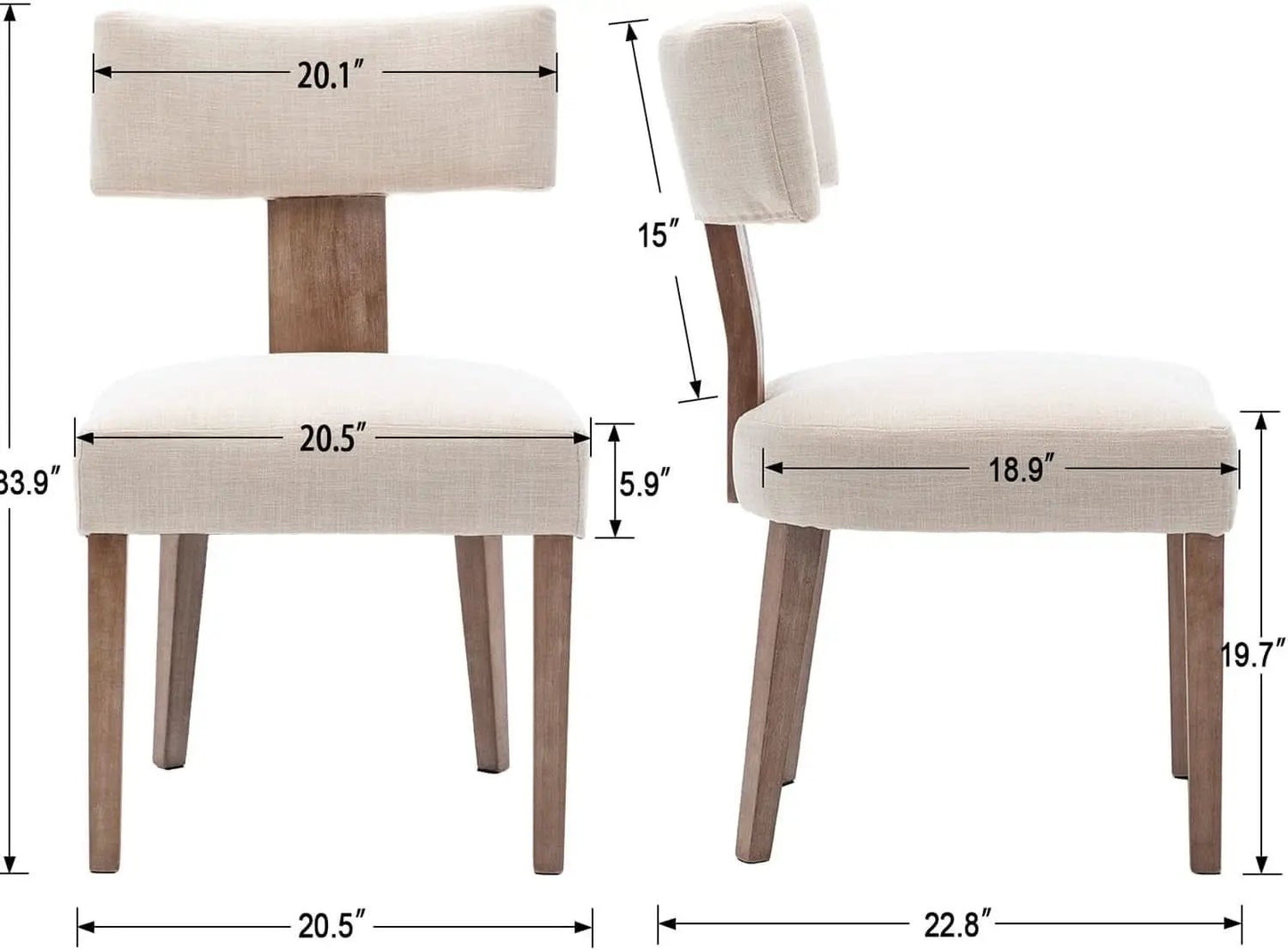 Beige Upholstered Linen Dining Armchairs Wood Legs from PriceLows™