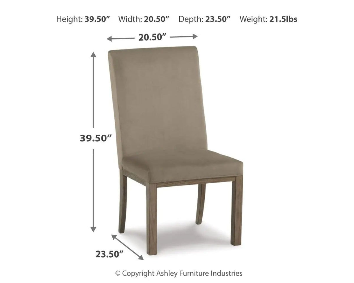 Chrestner Dining UPH Side Chair (Set of 2) | 20.5 x 23.5 x 39.5 in | Dining Room Furniture | Gray / Brown