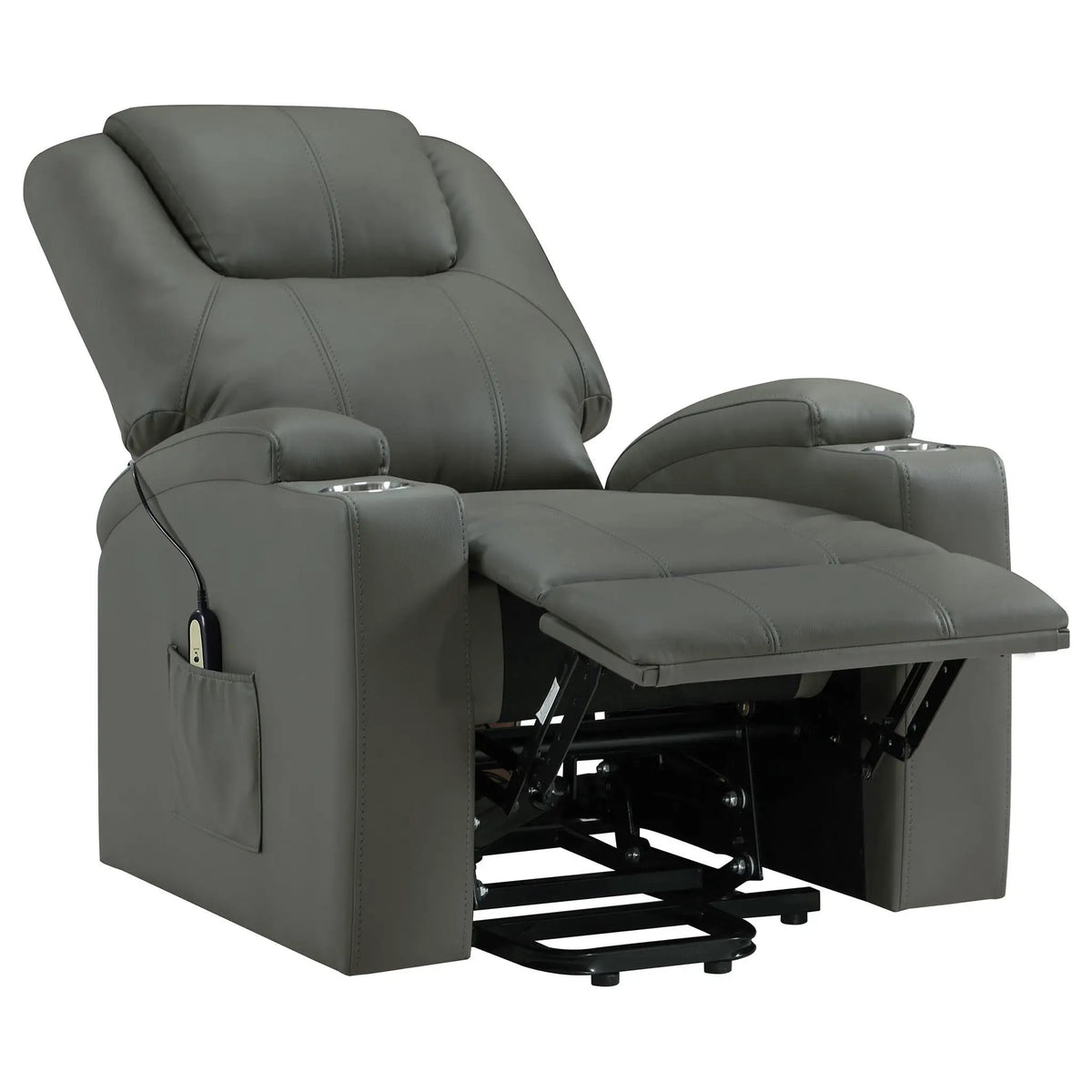 Macklin Power Lift Massage Recliner | Heat And Massage | Dual Cupholders | Smooth Upholstery