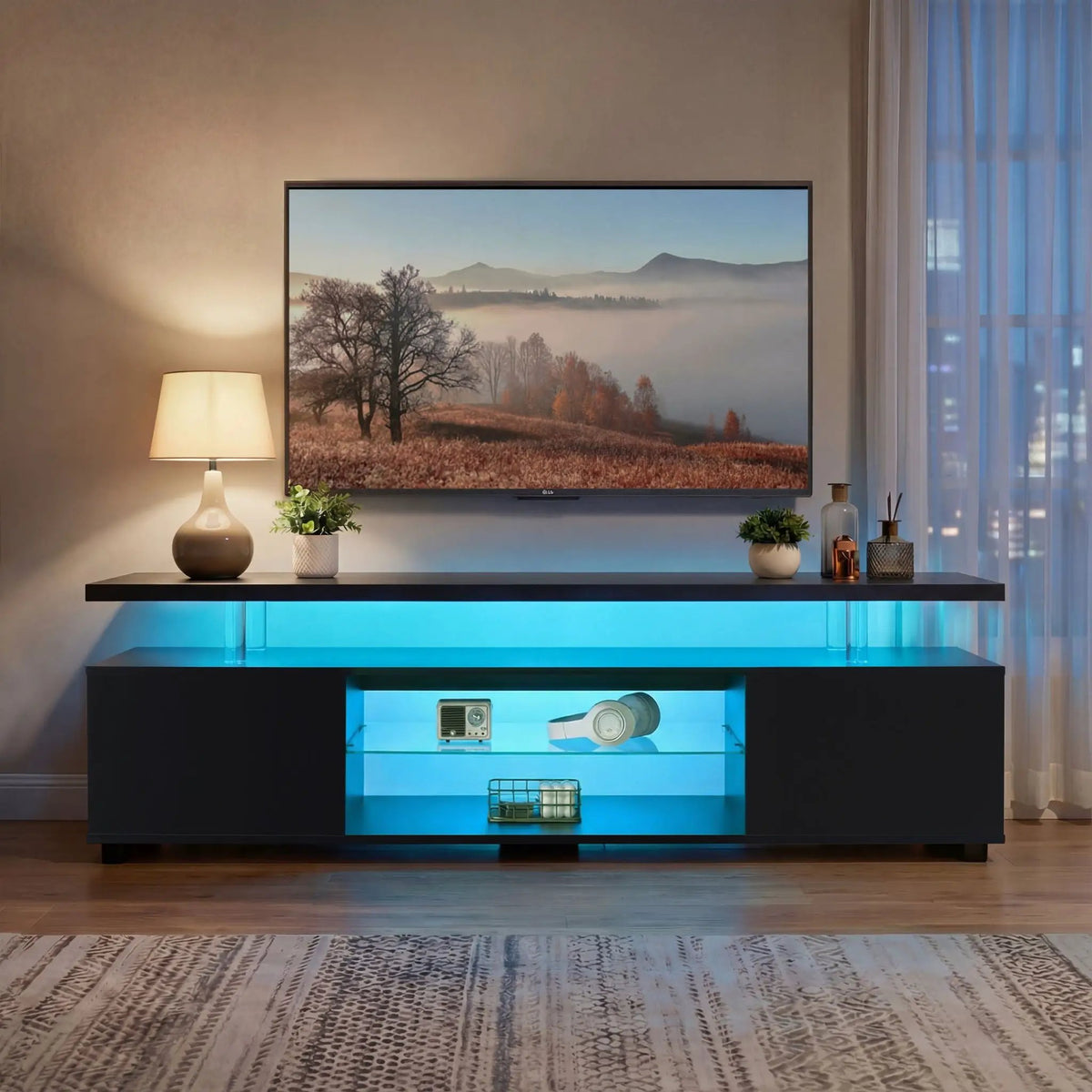TV Stand | Built In LED | Large Side Cabinet | Modern Style
