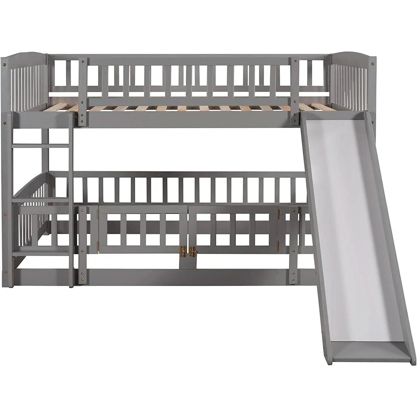 Gray Bunk Bed With Slide And Ladder For Kids Bedroom from PriceLows™