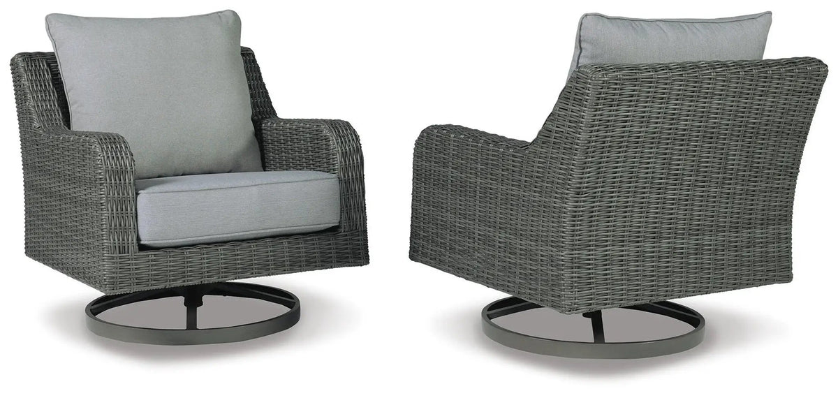 Elite Park Swivel Lounge Chair | Cushion Included | Gray | 24.5 Inch Arm Height