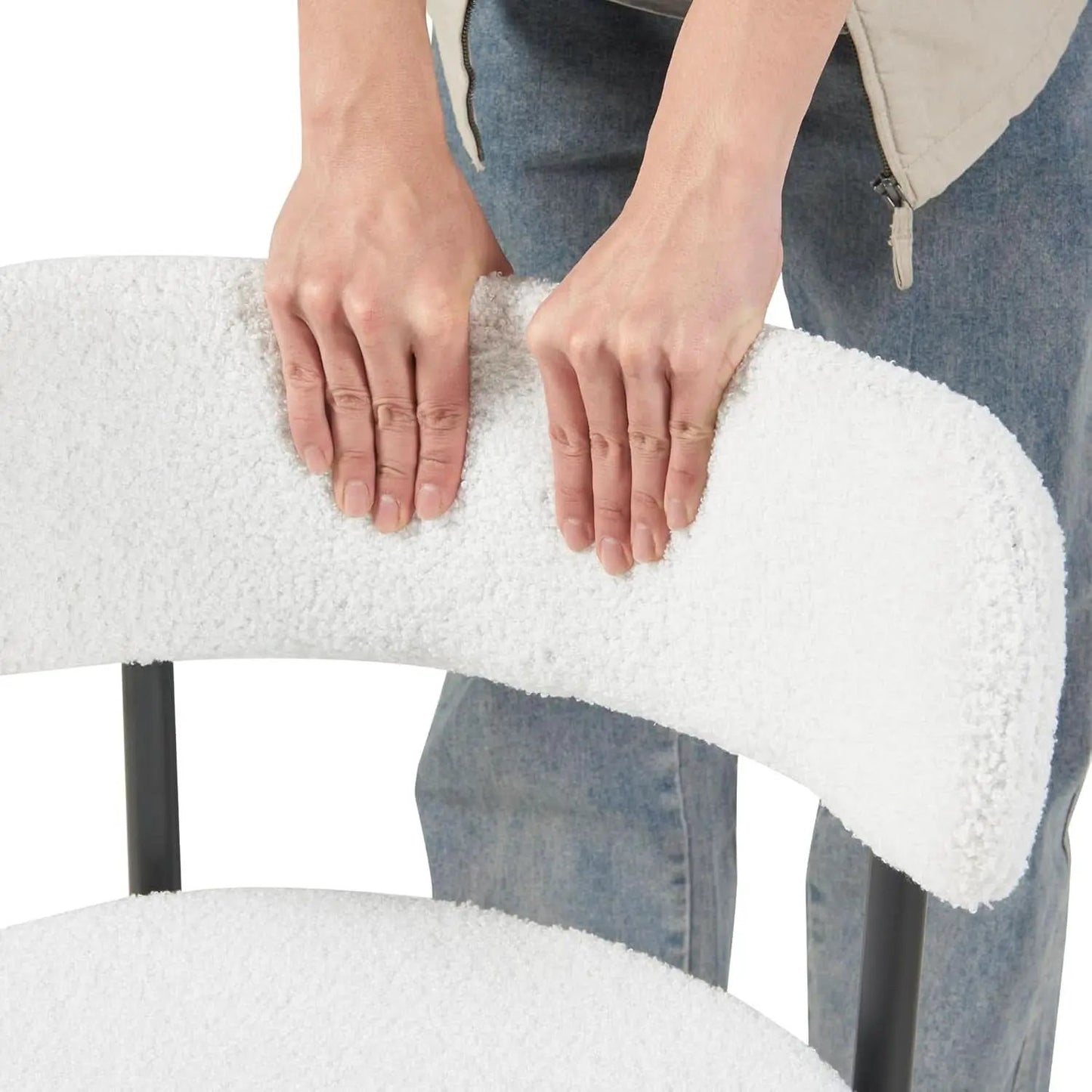 White Boucle Dining Chairs Set Of 2 For Dining Room from PriceLows™