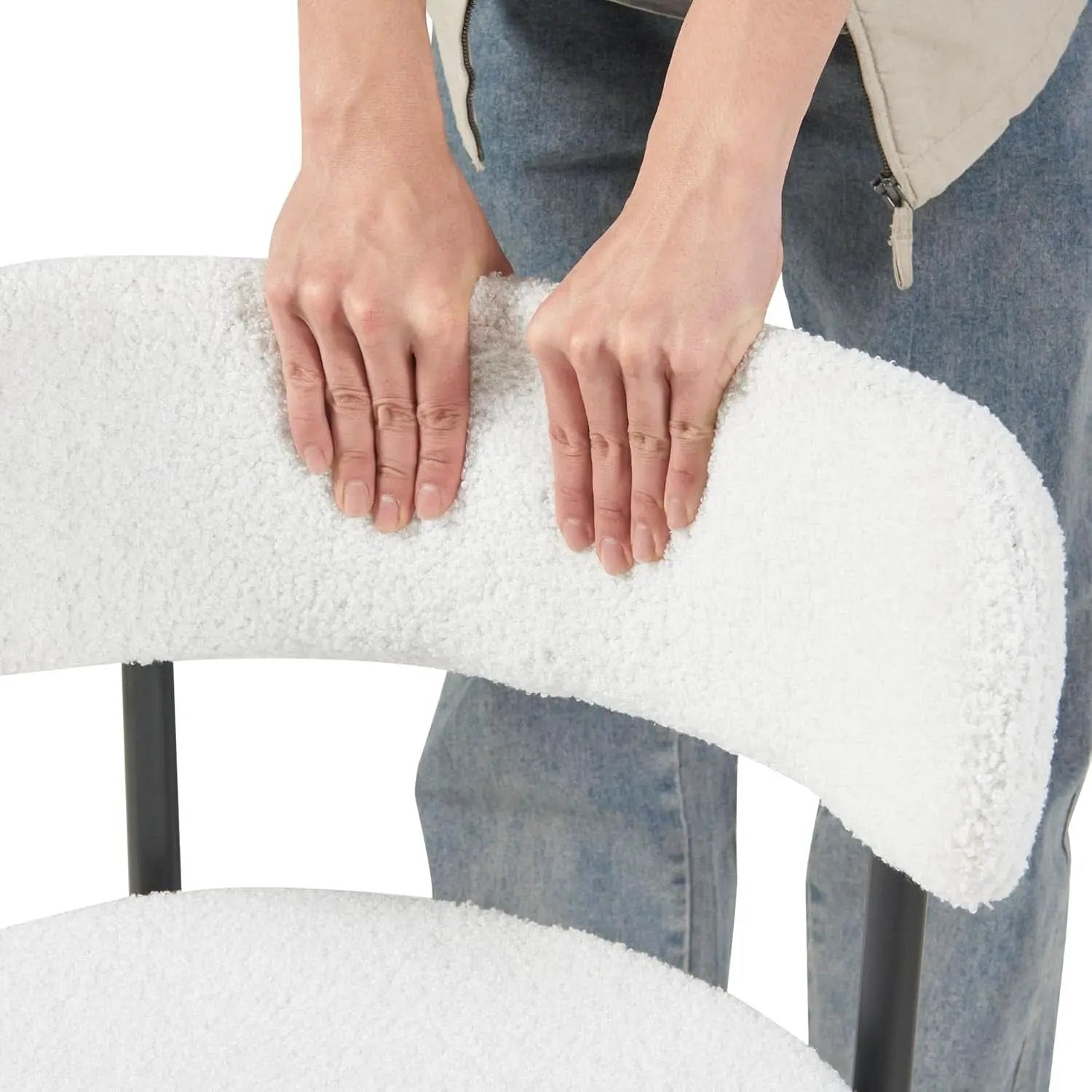 White Boucle Dining Chairs Set Of 2 For Dining Room from PriceLows™
