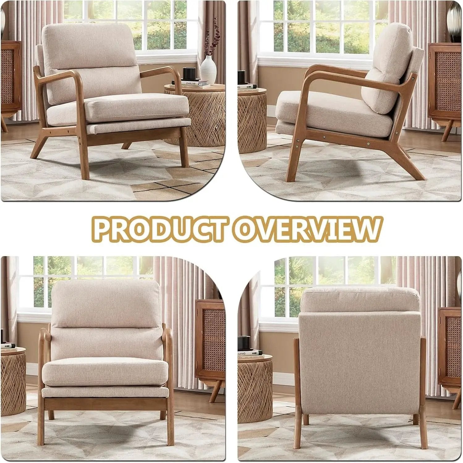 Mid Century Armchair With Premium Velvet Upholstery from PriceLows™