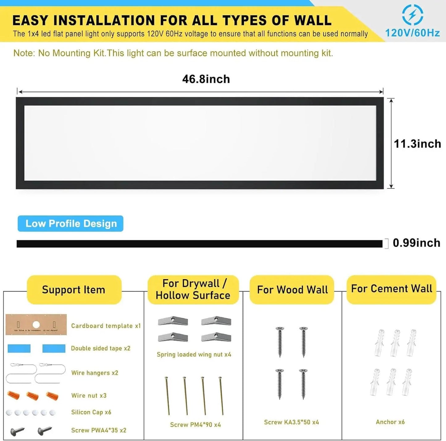 1x4 LED Ceiling Light 5500LM Dimmable 3000K 4000K 5000K from PriceLows™