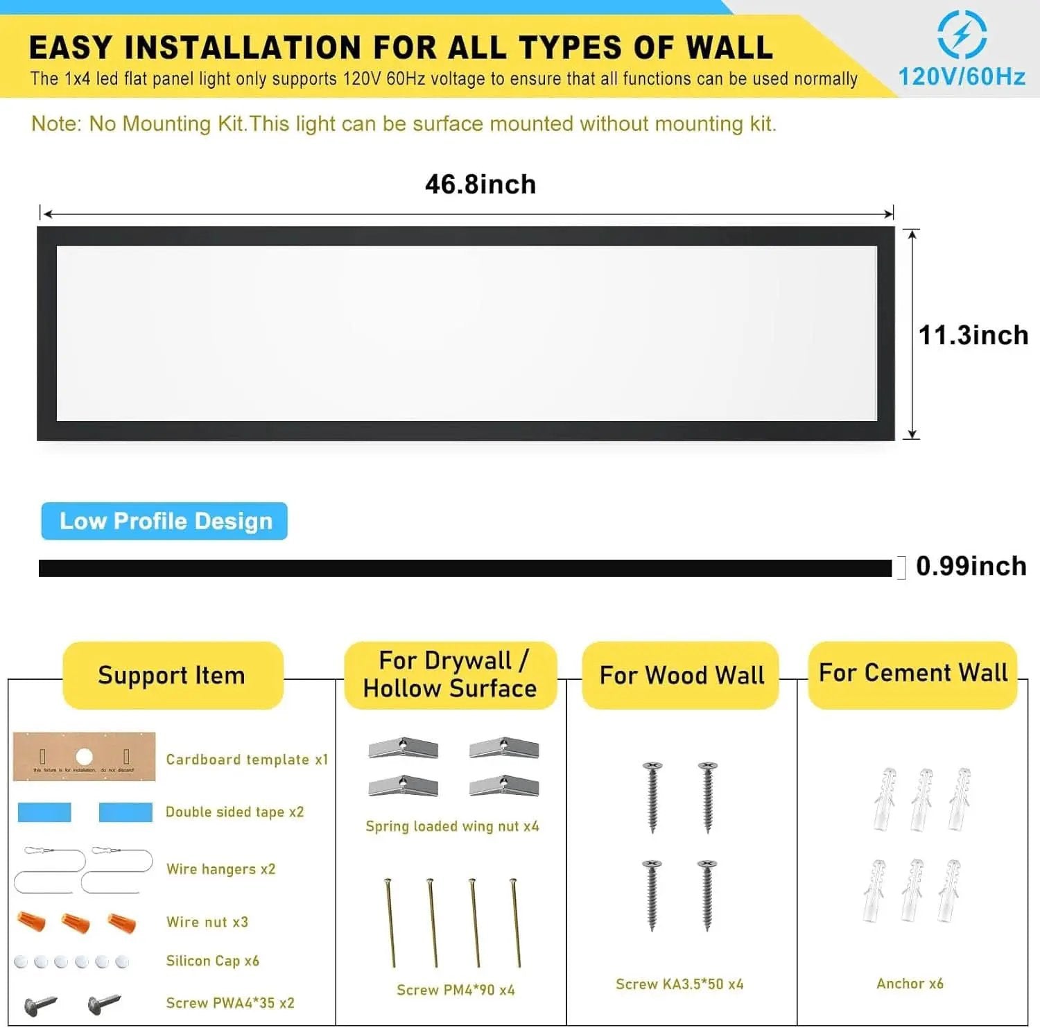 1x4 LED Ceiling Light 5500LM Dimmable 3000K 4000K 5000K from PriceLows™