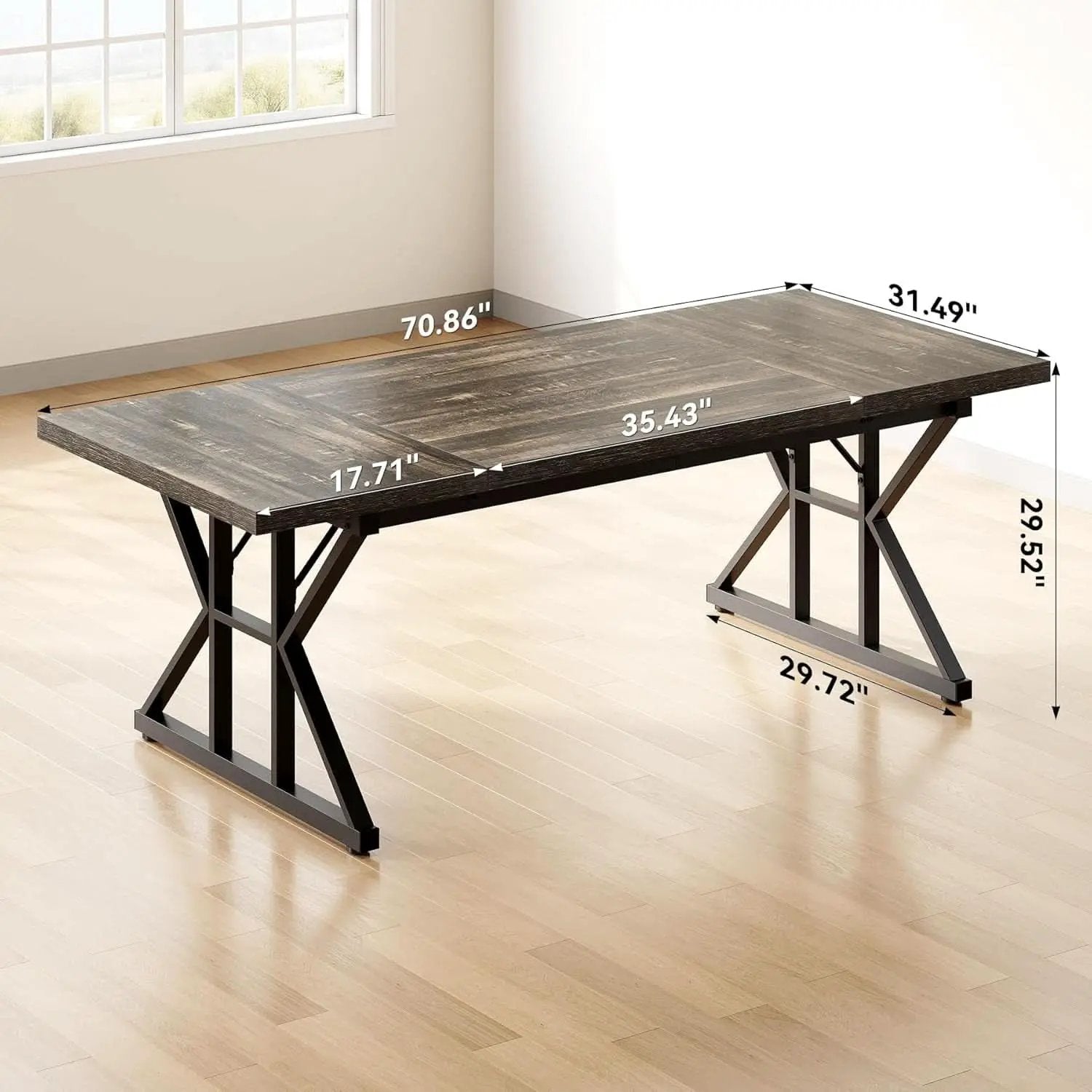 70.8 Inch Large Executive Desk Black Oak Wood Office Desk from PriceLows™