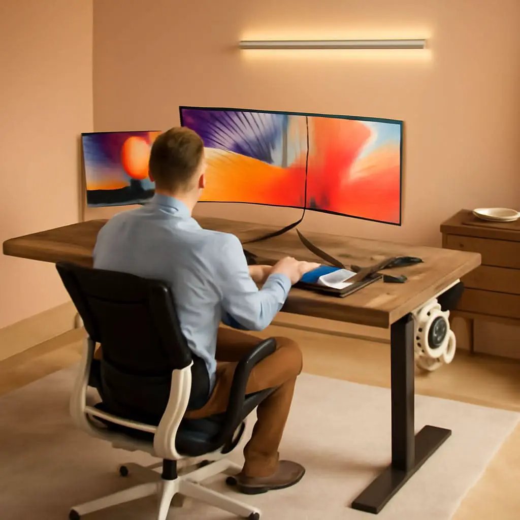 47.2 Inch Electric Standing Desk Wood Desktop Brown from PriceLows™