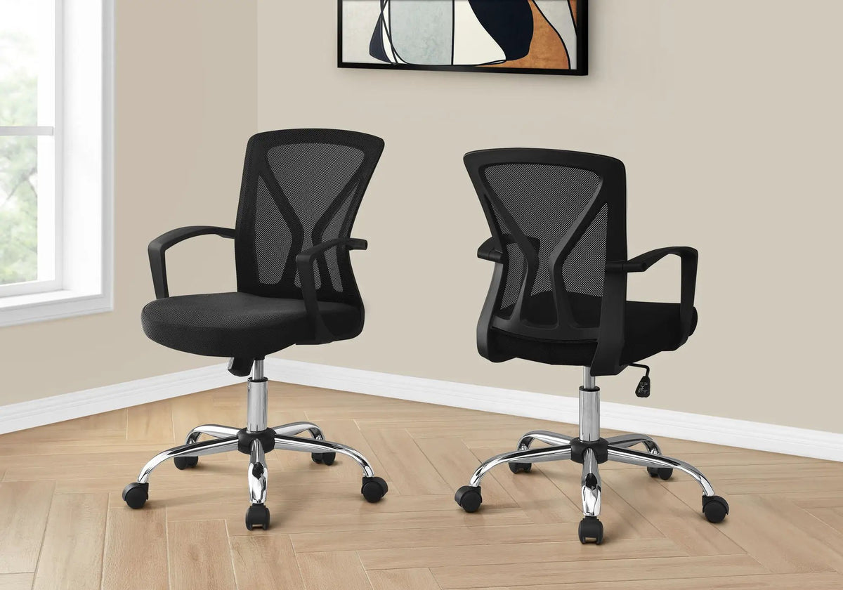 Mid-Back Office Chair | Adjustable Height Swivel | Curved Backrest | Breathable Fabric