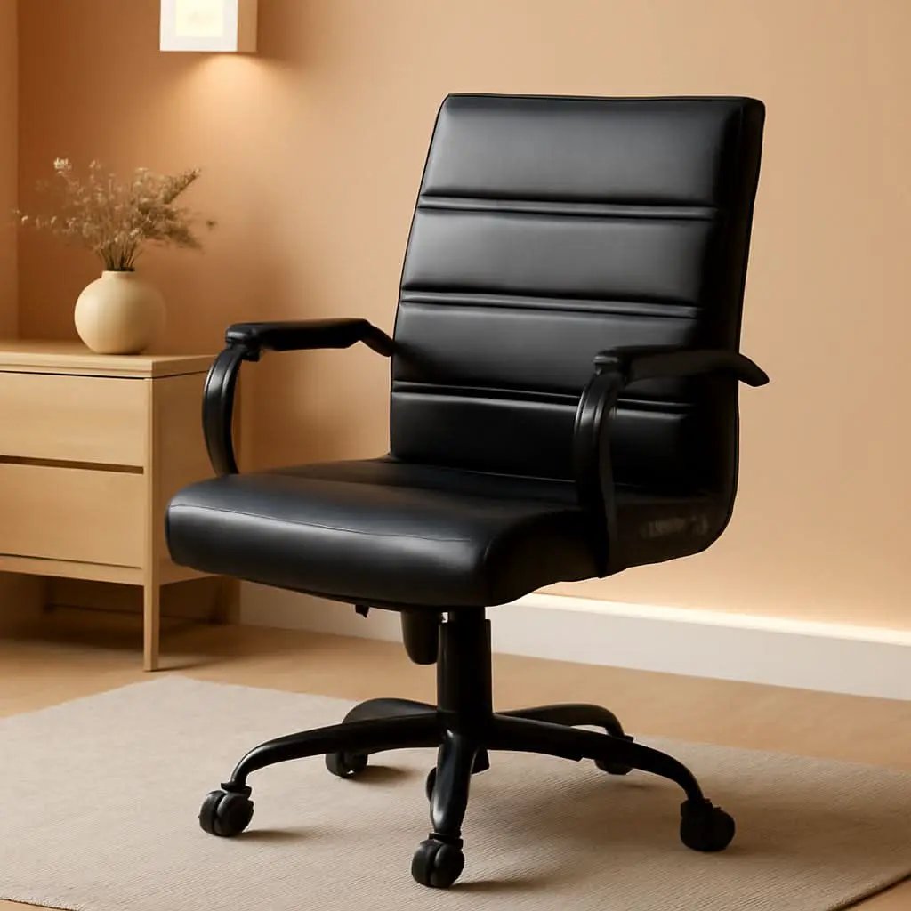 Black Office Chair With Adjustable Height And Padded Seat from PriceLows™