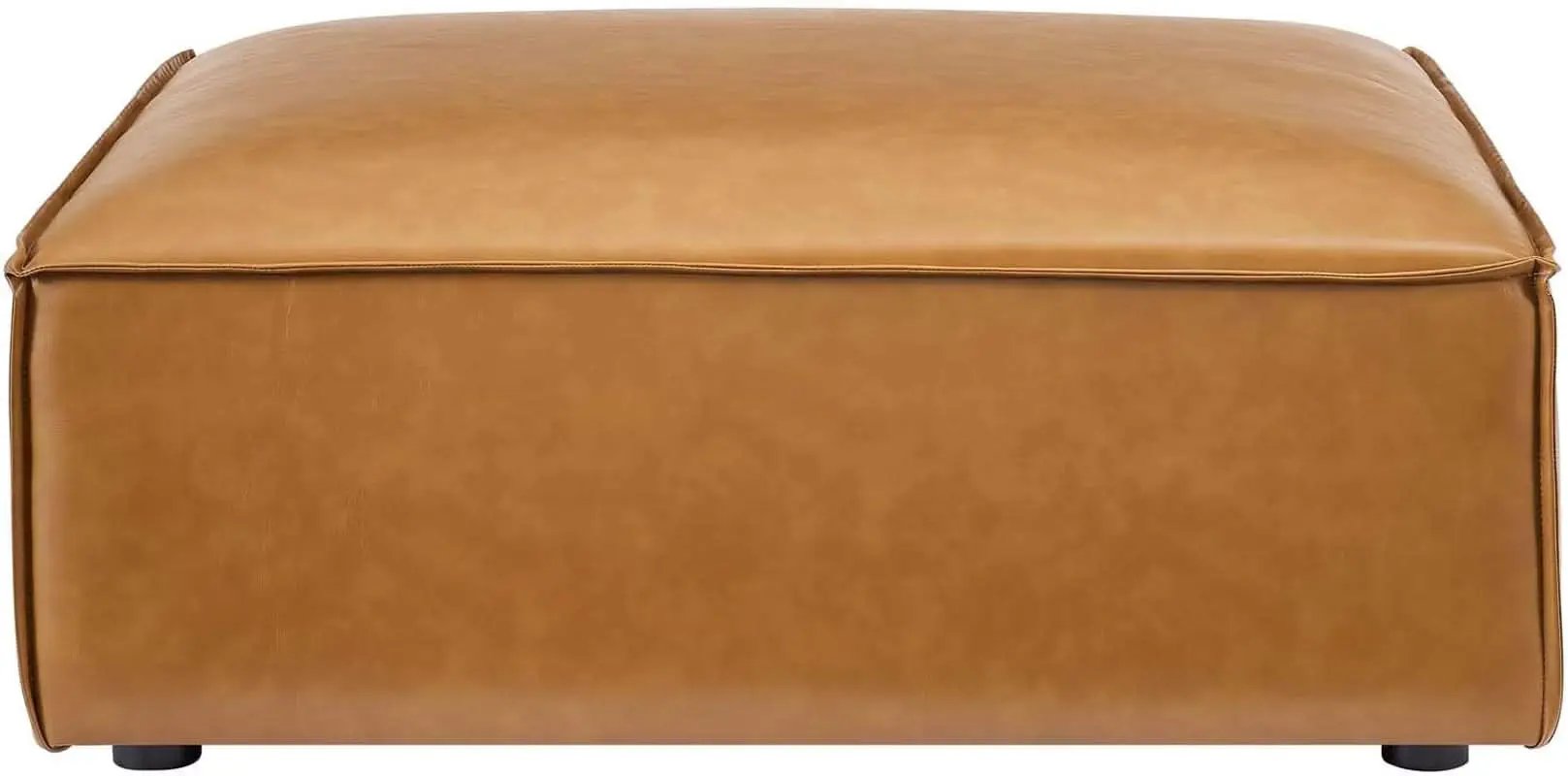 Tan Vegan Leather Contemporary Sectional Sofa Ottoman from PriceLows™