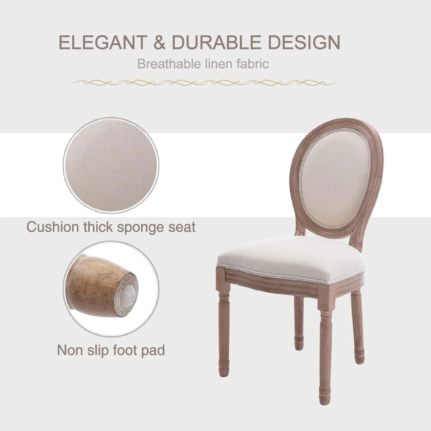 French Country Dining Chairs Set Of 4 With Carved Solid Wood Frames from PriceLows™