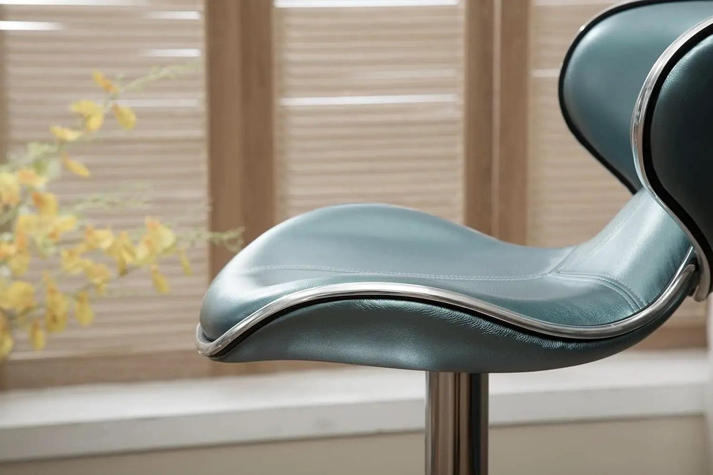 Blue Cushioned Leatherette Barstools Set Of 2 With Airlift Height And Swivel from PriceLows™