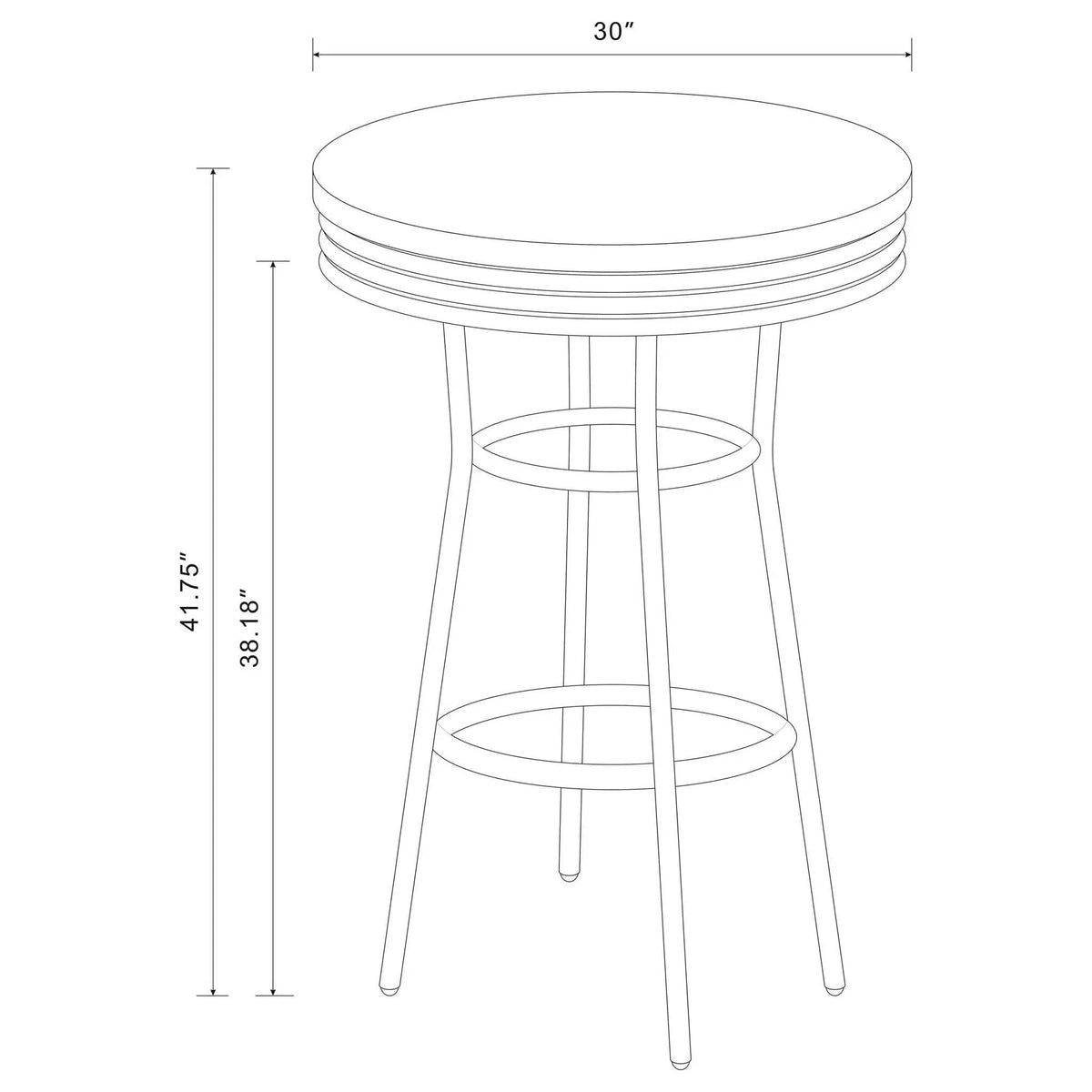 Retro Round 30-inch 1950's Bistro Pub Height Bar Table | 30 x 30 x 41.75 in | Home Furniture | White