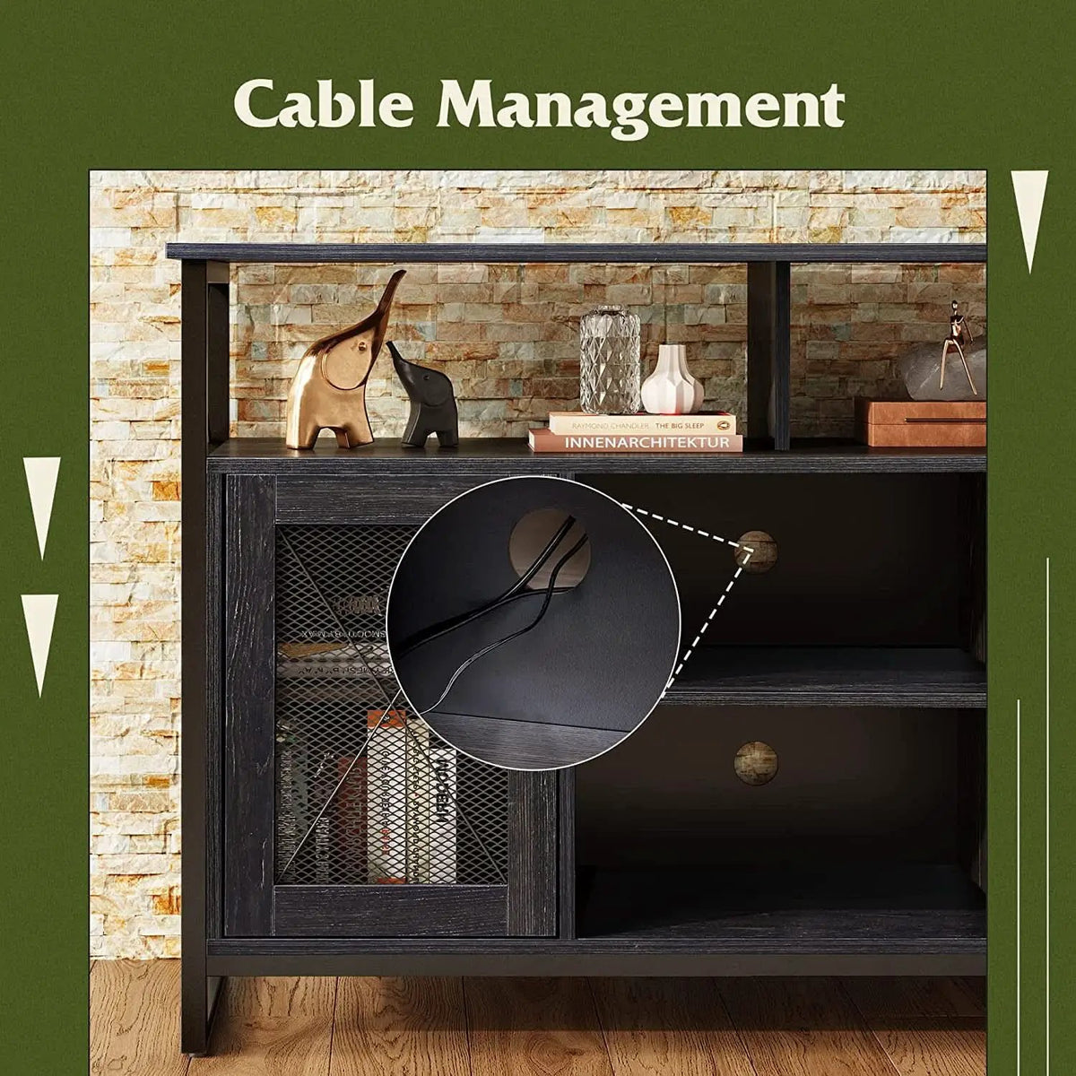 55 Inch TV Stand With Storage Console Industrial Farmhouse from PriceLows™