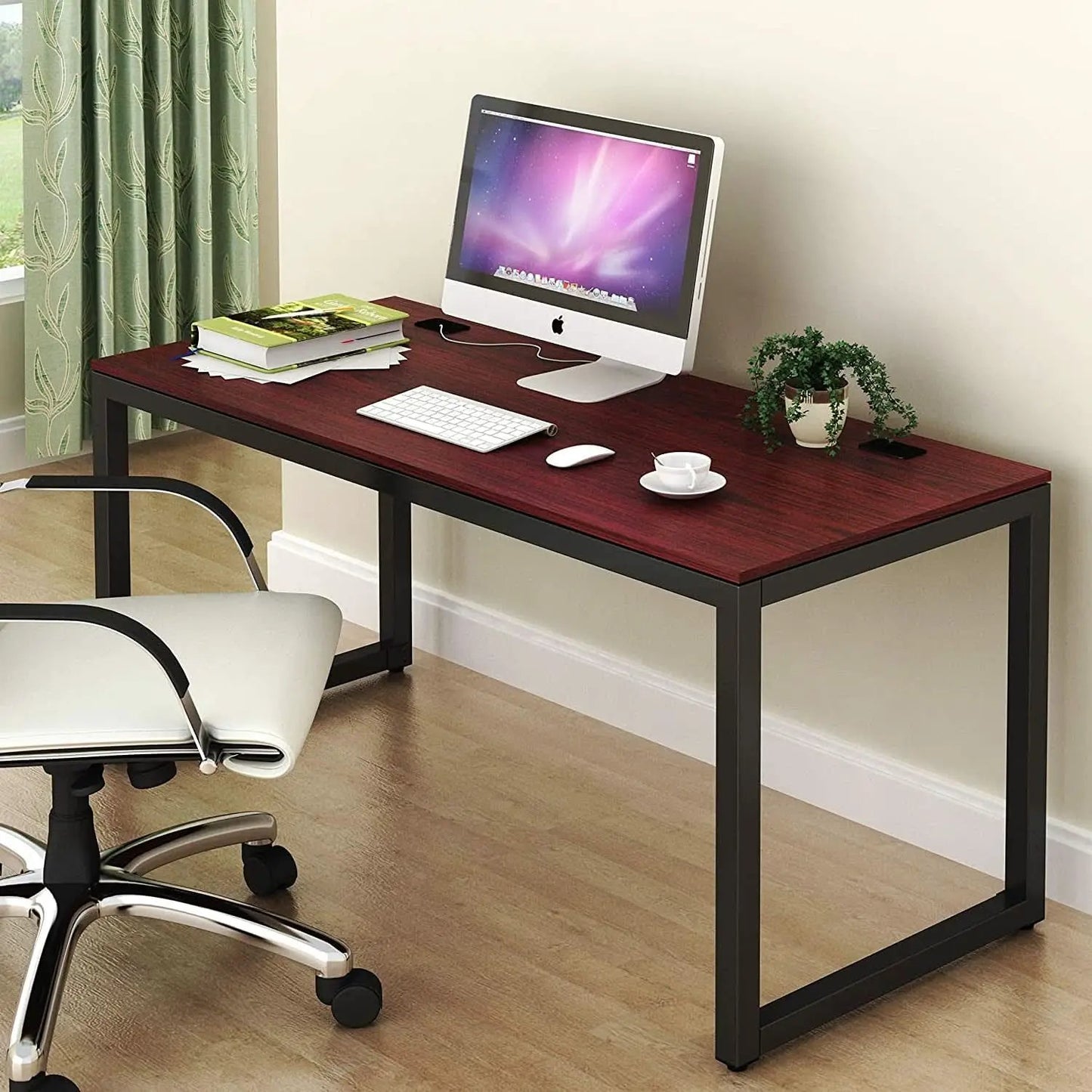 55 Inch Commercial Office Computer Desk Cherry Finish from PriceLows™