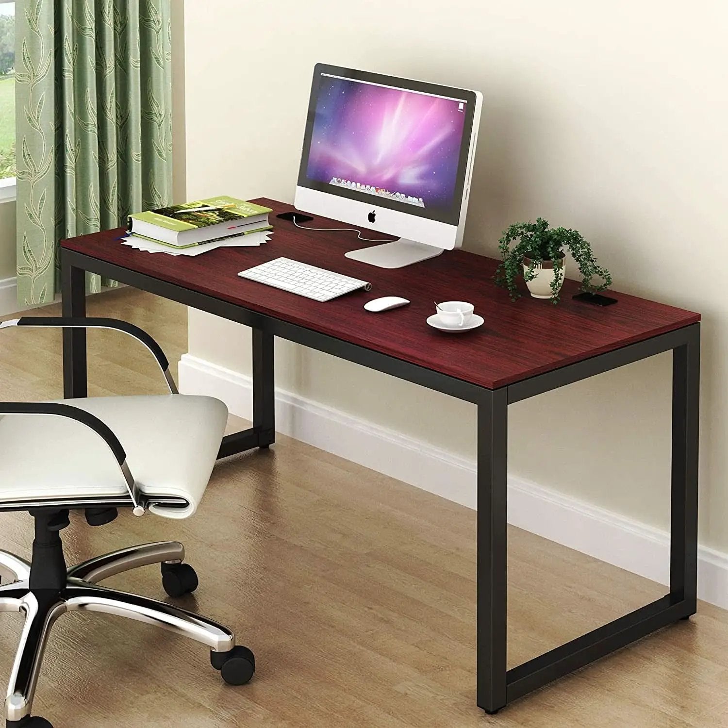 55 Inch Commercial Office Computer Desk Cherry Finish from PriceLows™