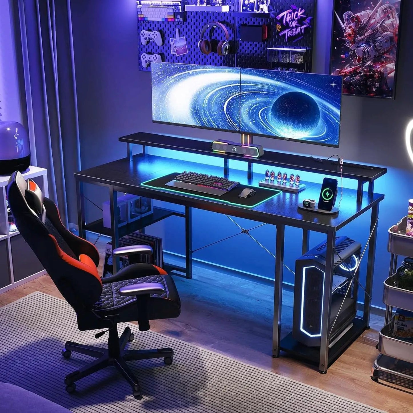 55 Inch Gaming Desk With Power Outlets For Home Office from PriceLows™