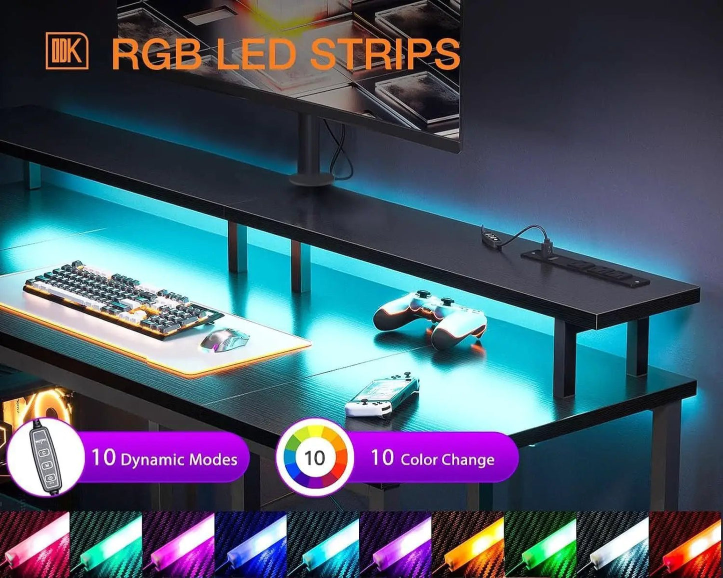 55 Inch Gaming Desk With Power Outlets For Home Office from PriceLows™
