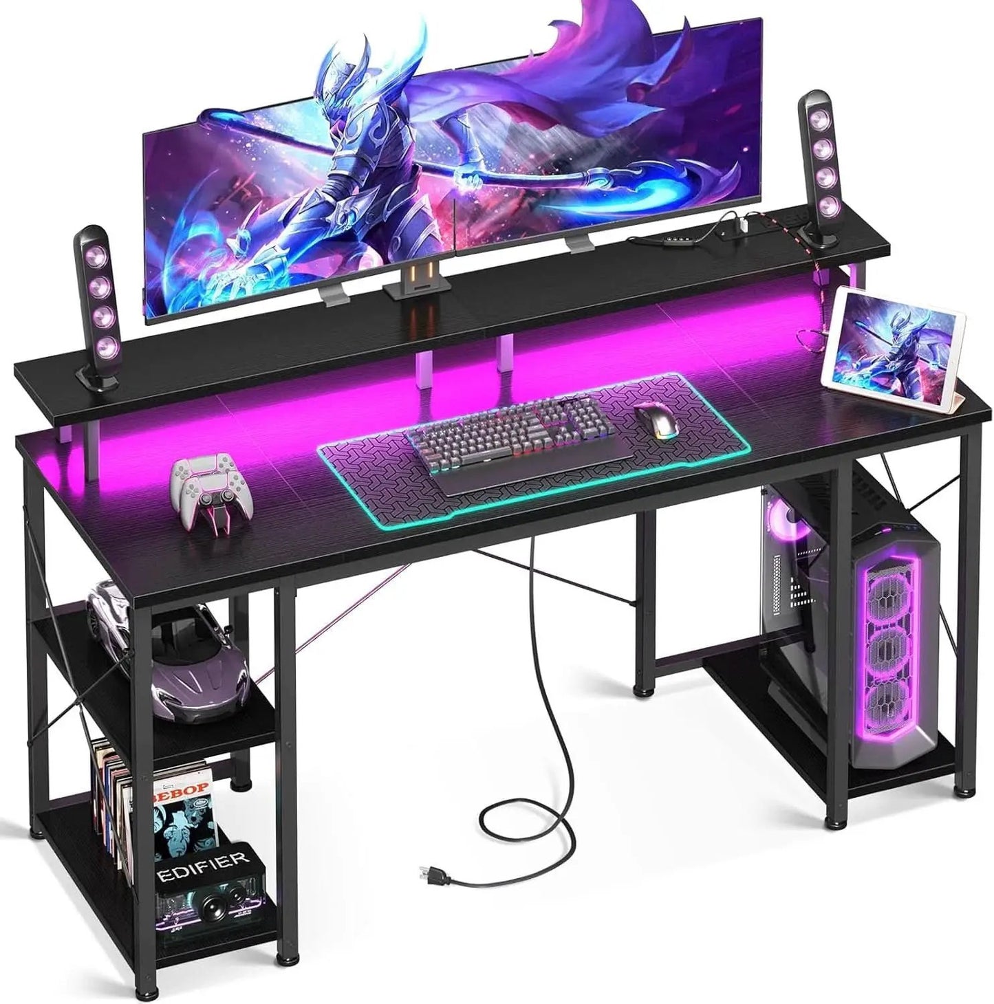 55 Inch Gaming Desk With Power Outlets For Home Office from PriceLows™