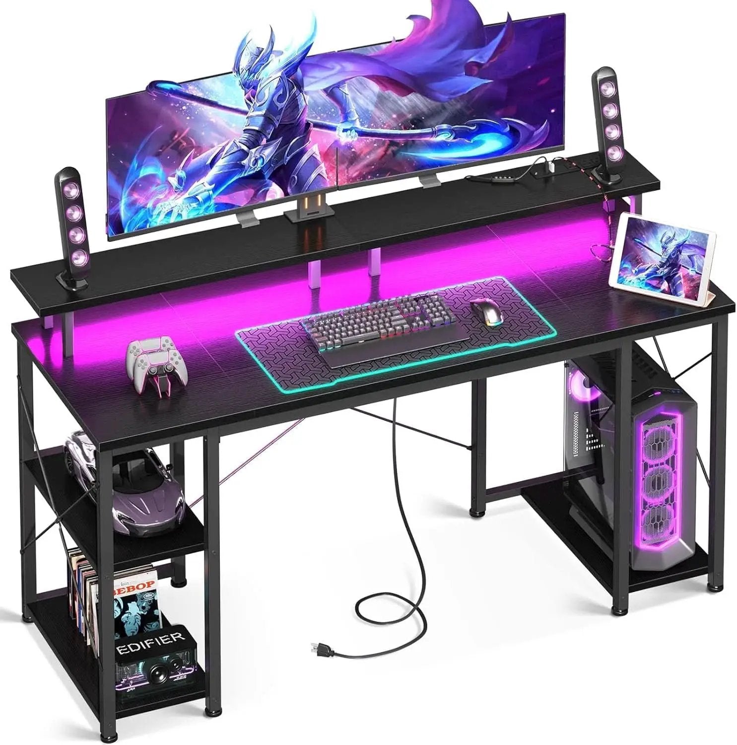 55 Inch Gaming Desk With Power Outlets For Home Office from PriceLows™