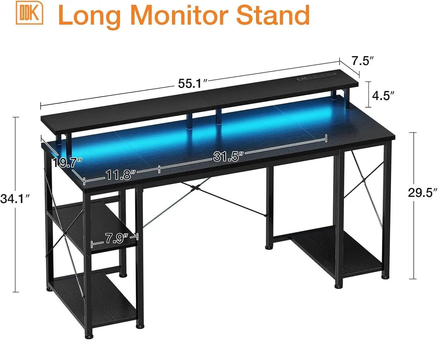 55 Inch Gaming Desk With Power Outlets For Home Office from PriceLows™