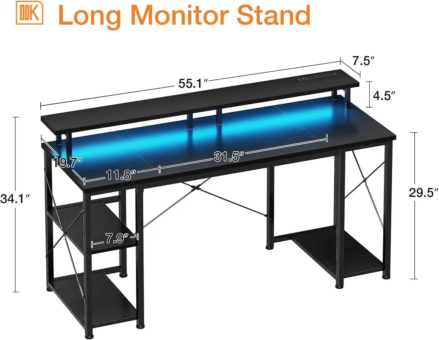 55 Inch Gaming Desk With Power Outlets For Home Office from PriceLows™